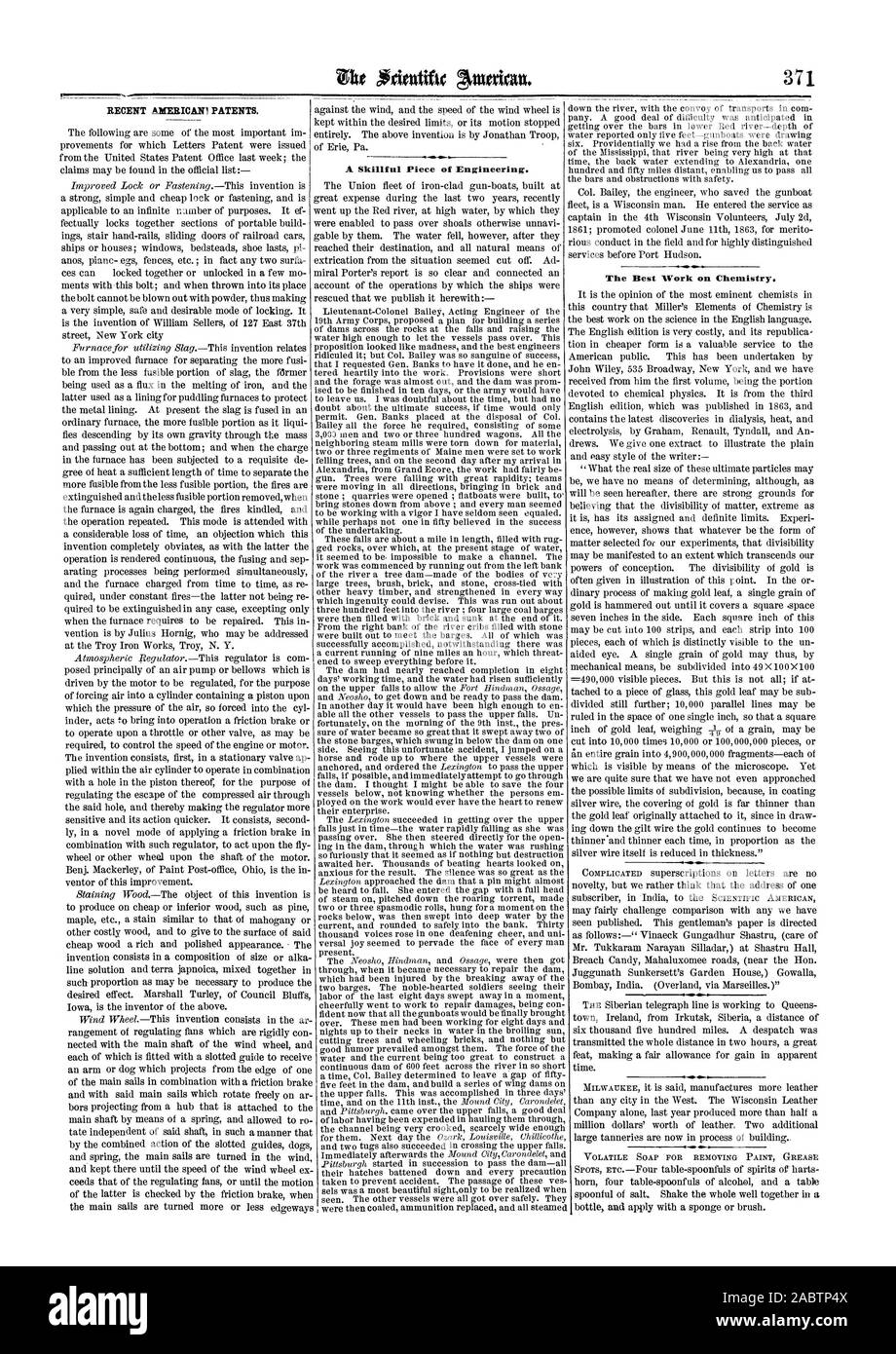 Recent American Patents The Best Work On Chemistry A Skillful Piece Of Engineering Scientific American 1864 06 11 Stock Photo Alamy Recent American Patents The Best Work On Chemistry A Skillful Piece Of Engineering Scientific American 1864 06 11 Stock Photo Alamy