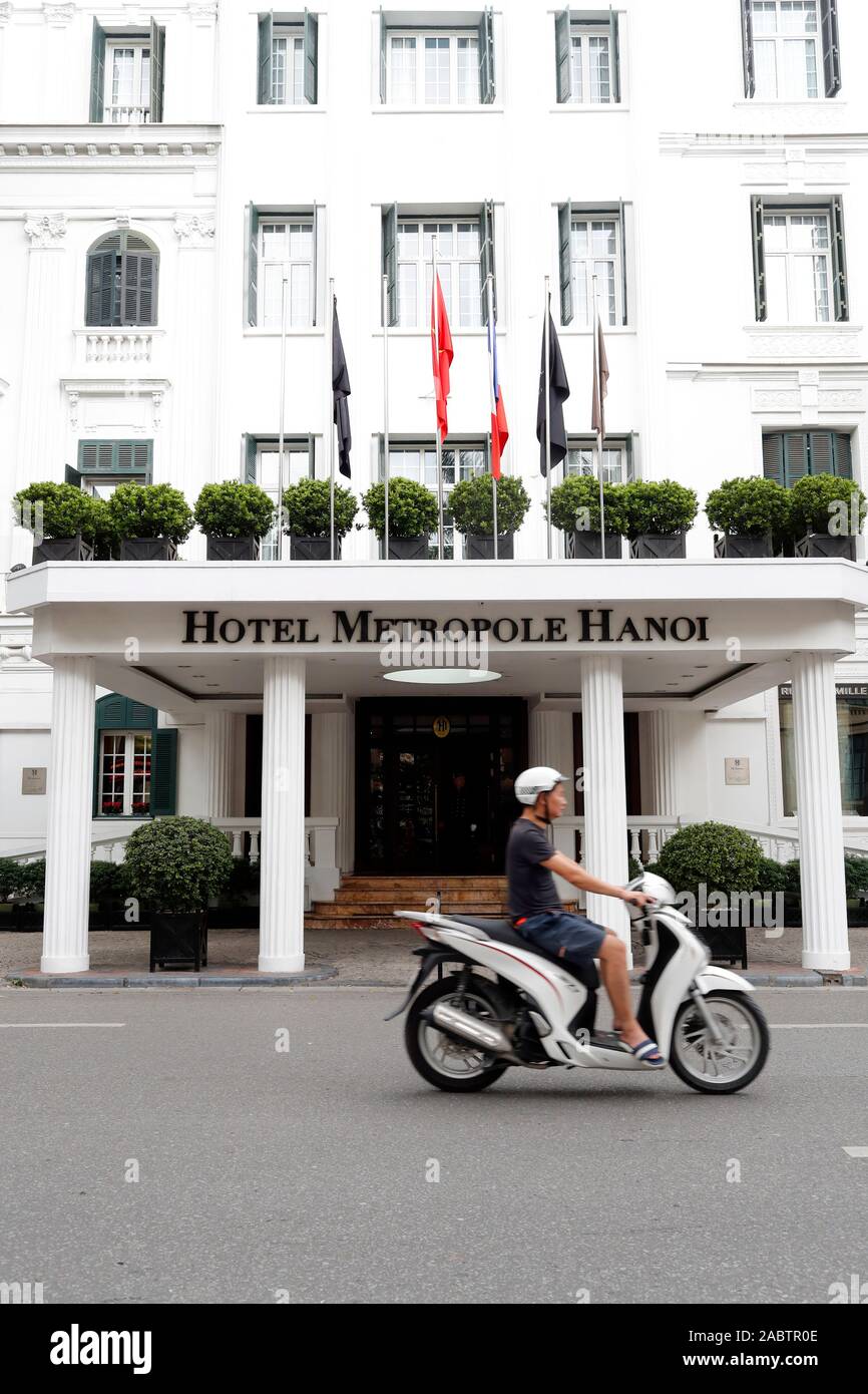Hotel Metrople built in the French colonial style.  Hanoi. Vietnam. Stock Photo