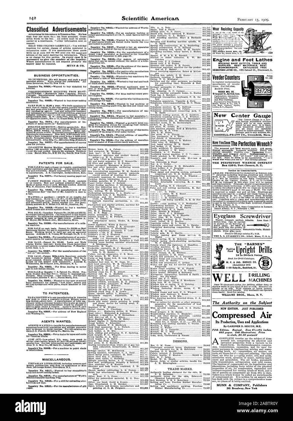 Classified Advertisements Advertising in this column is 75 cents a line. No less than four nor more than ten lines accepted. Count seven words to the line. All orders must be accom panied by a remittance. Further information sent on request. READ THIS COLUMN CAREFULLY.-You will find inquiries for certain classes of articles numbered in consecutive order. If you manufacture these goods write us at once and we will send you the name and address of the party desiring the information. There necessary to give the number of the inquiry. Where manufacturers do not respond promptly the BUSINESS Stock Photo