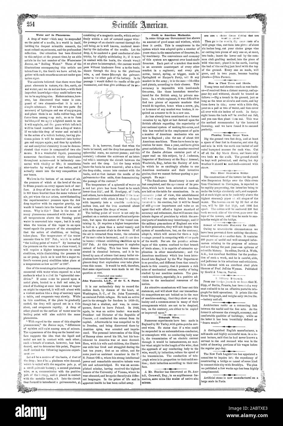Water and its Phenomena. John Tyasowskl L.L.D. of the U. 8. Patent Office. Credit to American Mechanics. 050., scientific american, 1857-04-18 Stock Photo