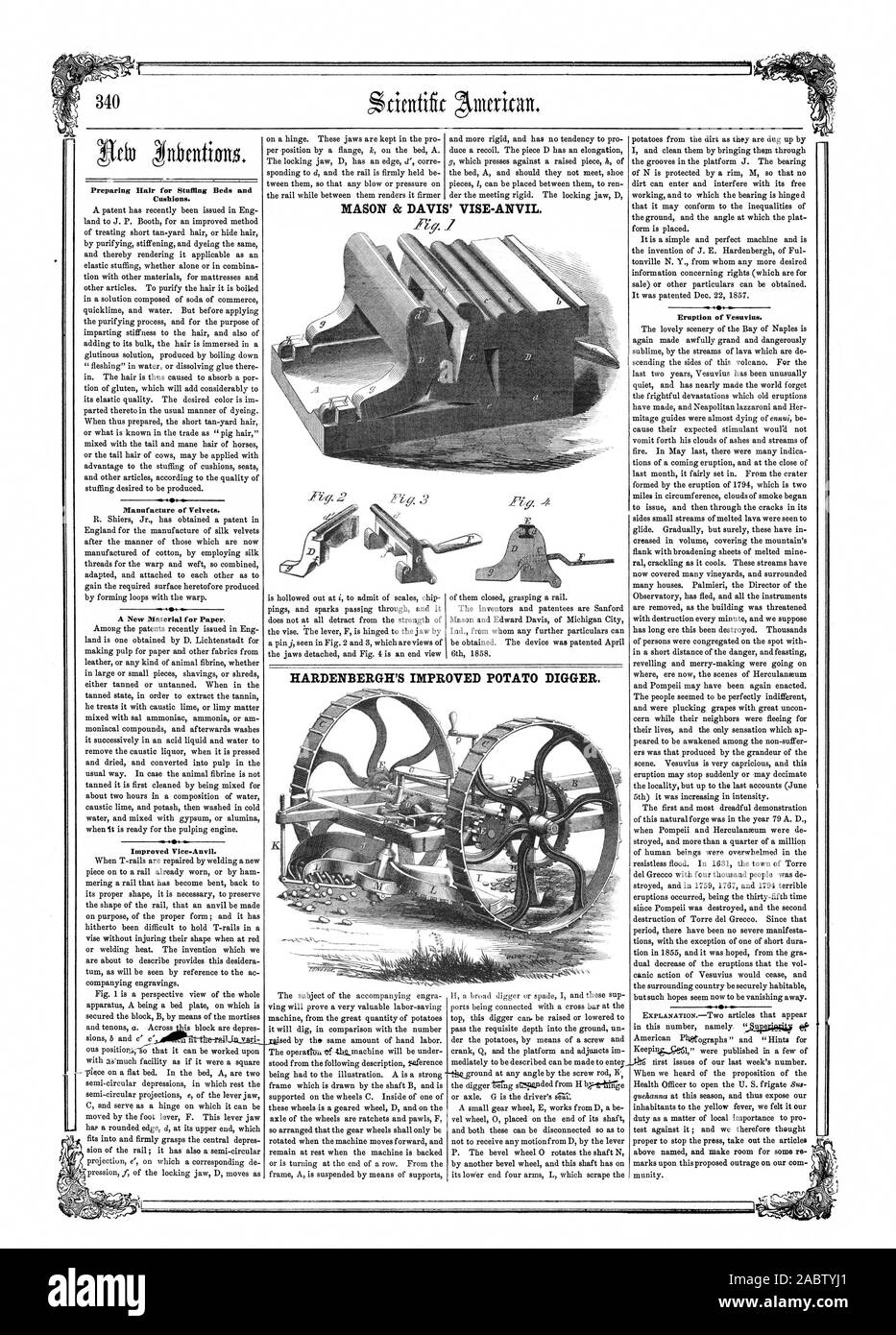 Preparing Hair for Stuffing Beds and Cushions. Manufacture of Velvets