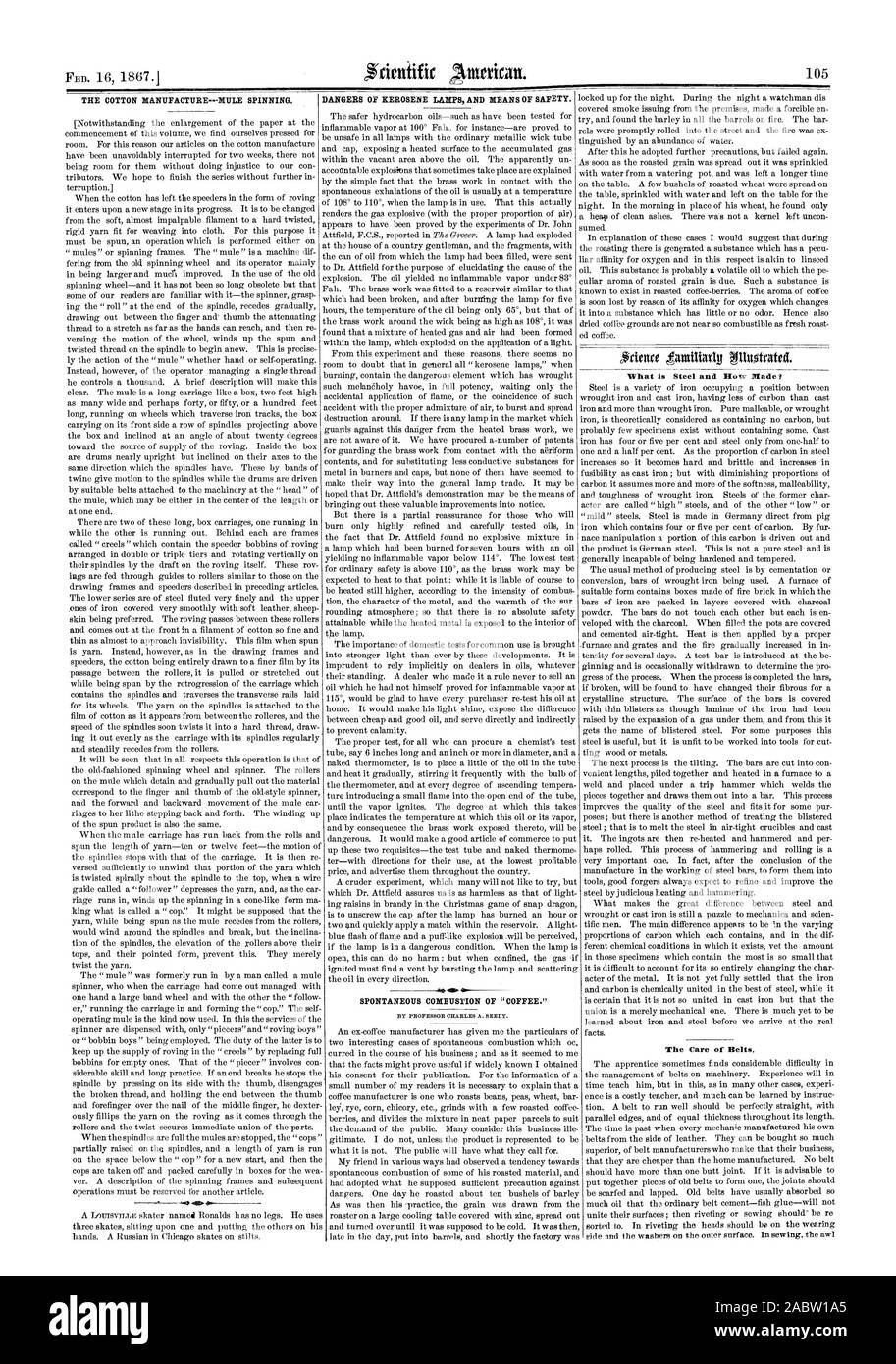 DANGERS OF KEROSENE LAMPS AND MEANS OF SAFETY. THE COTTON MANUFACTURE