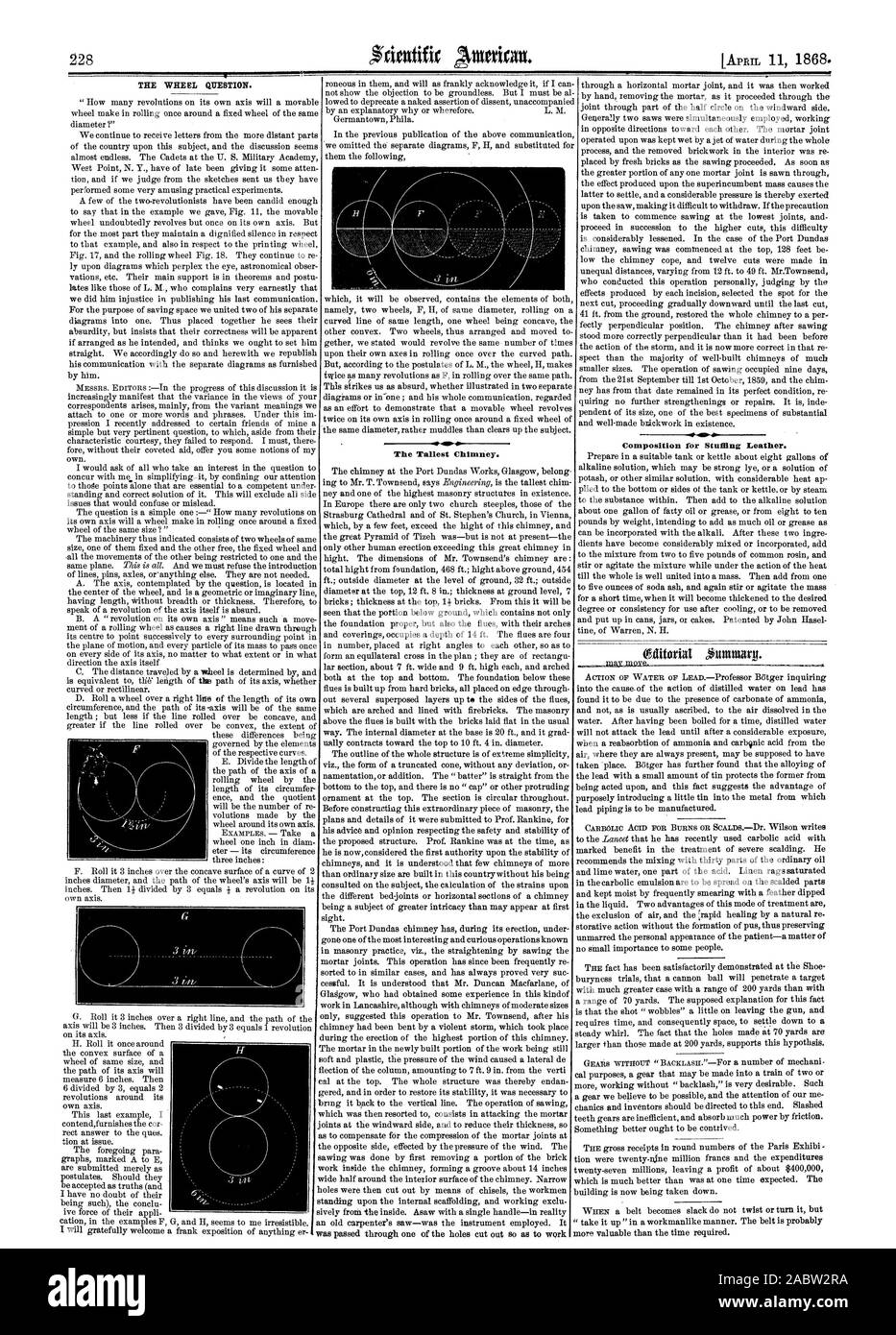 228 Composition for Stuffing Leather., scientific american, 1868-04-11 Stock Photo