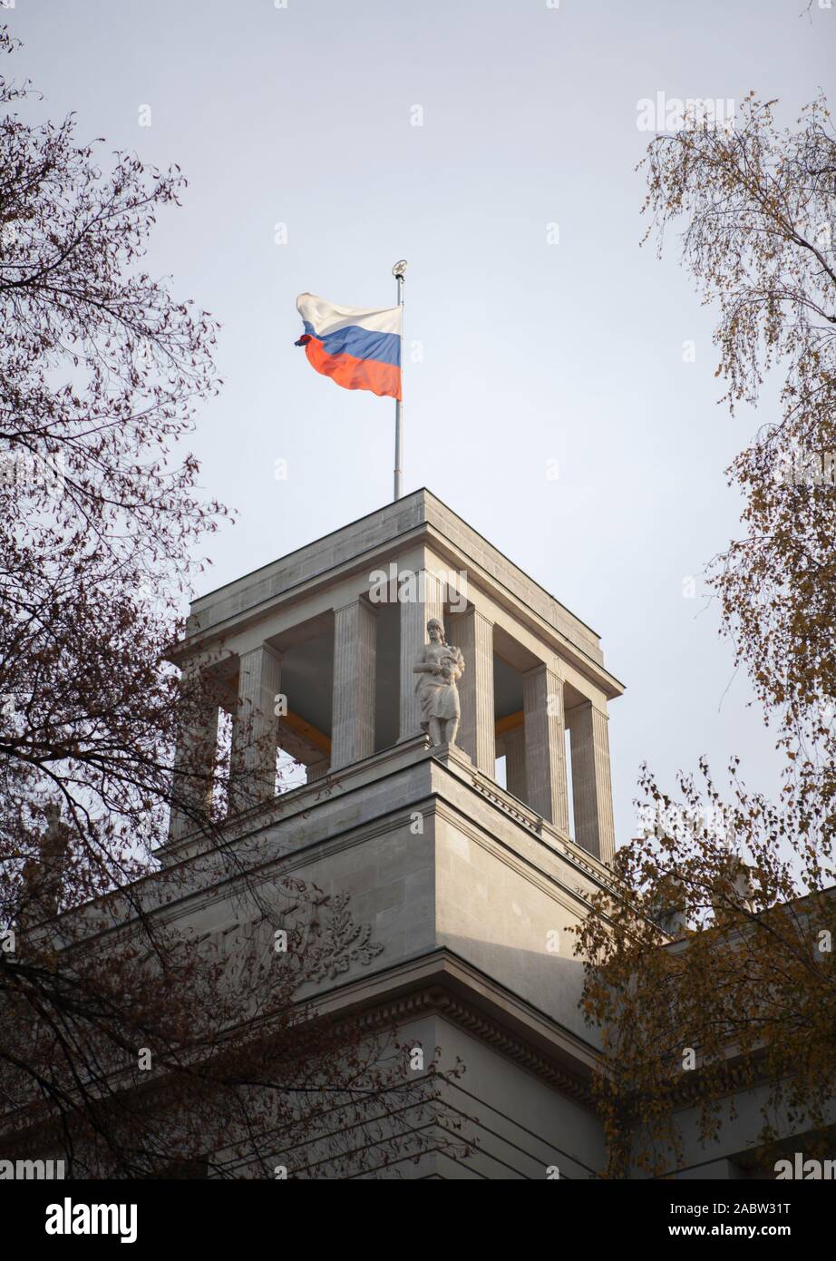 Flag Russian Embassy, Berlin Stock Photo
