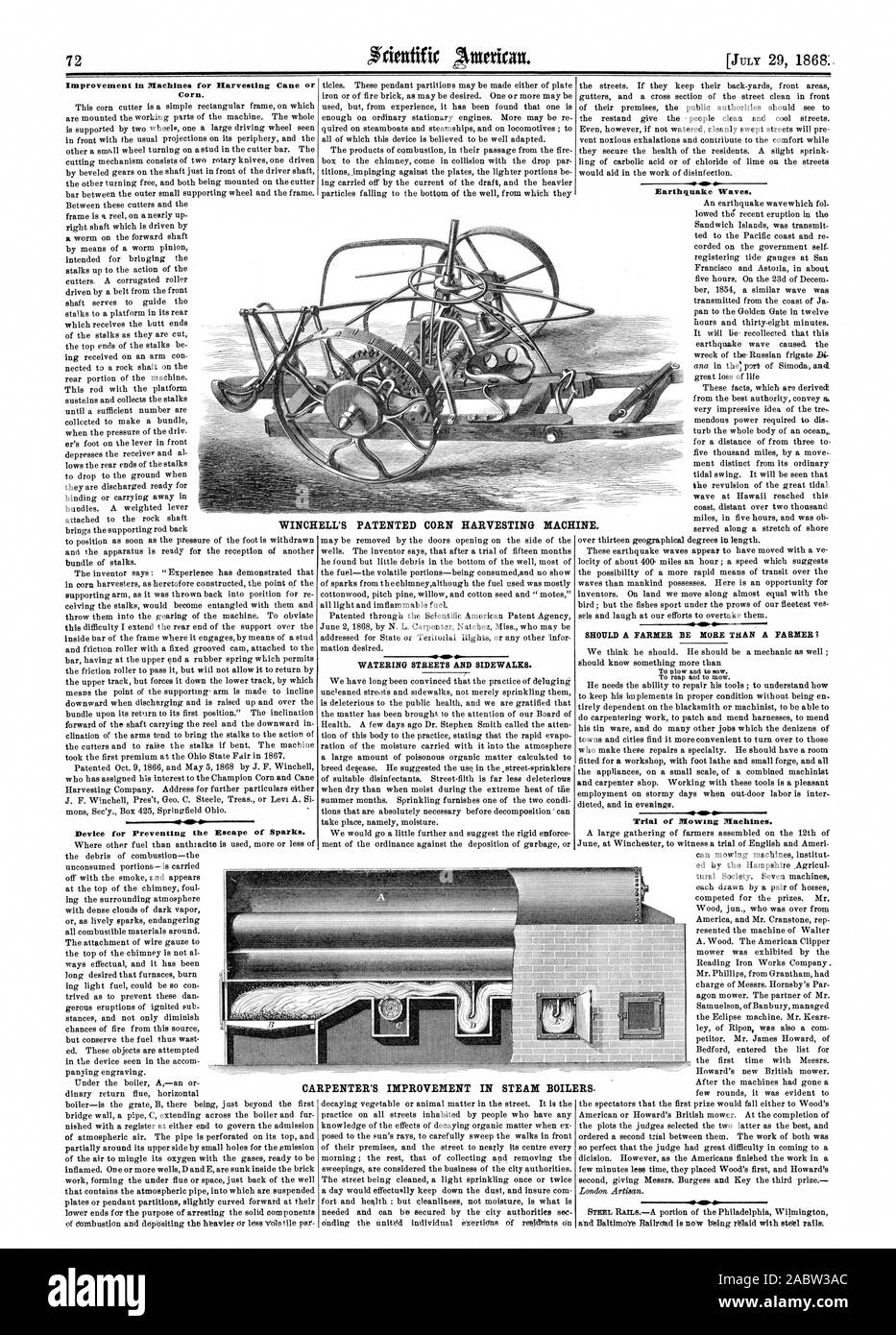 Improvement in Machines for Harvesting Cane or Corn. Device for ...