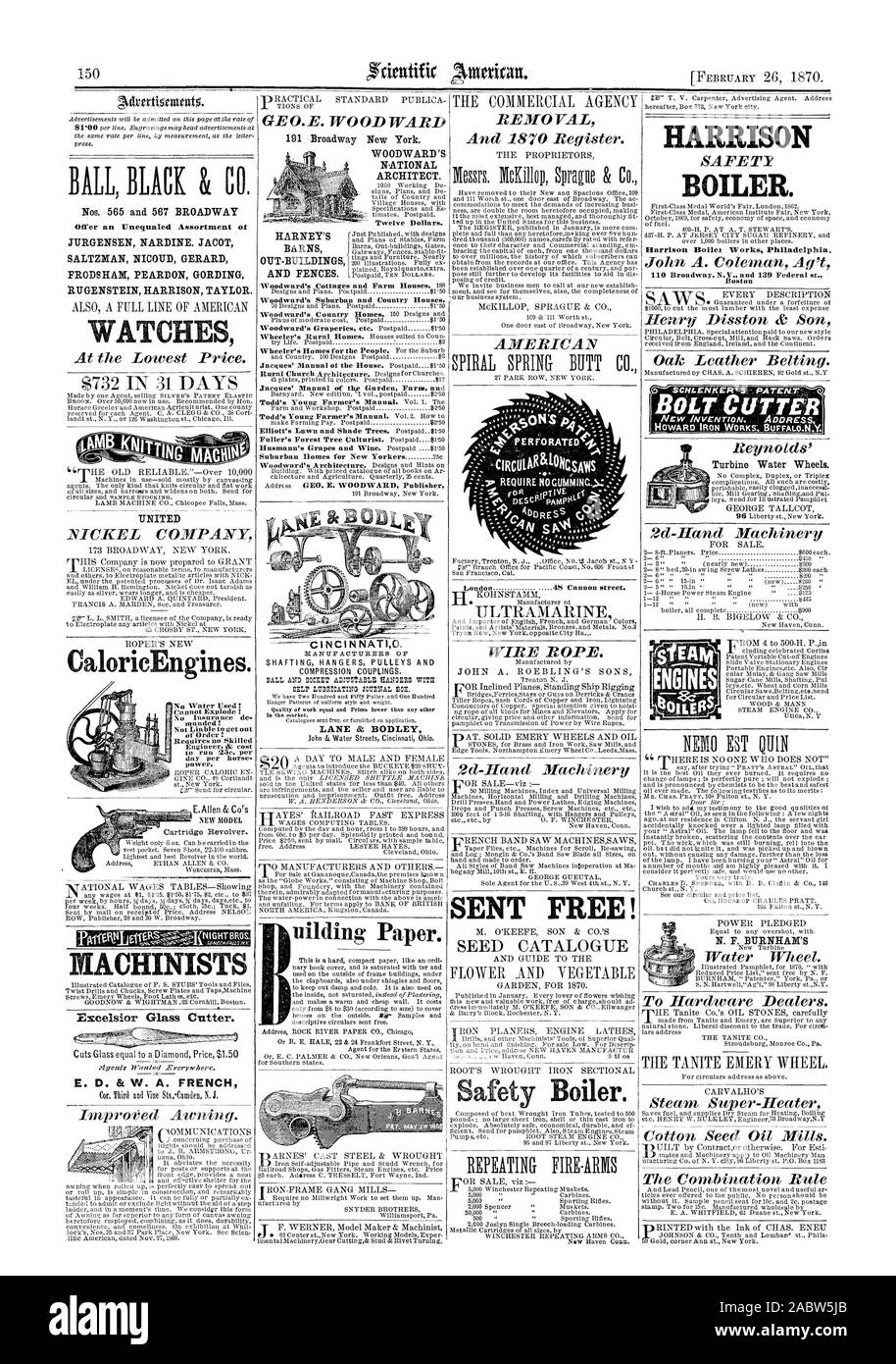 Sammenlignelig dragt Mange farlige situationer WATCHES MACHINISTS Excelsior Glass Cutter. E. D. & W. A. FRENCH Woodward's  Suburban and Country Houses. Jacques' Manual of the Garden Farna and CI NCI  N NATIO. uilding Paper. HARRISON BOILER. Harrison