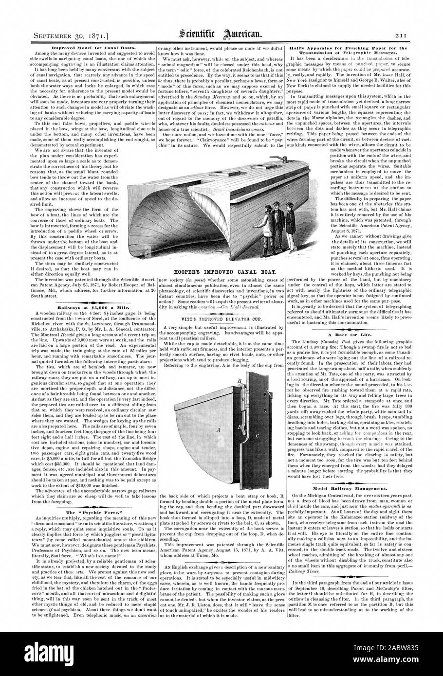 Improved Model for Canal Boats. The 'Psychic Force.” HOOPER'S IMPROVED