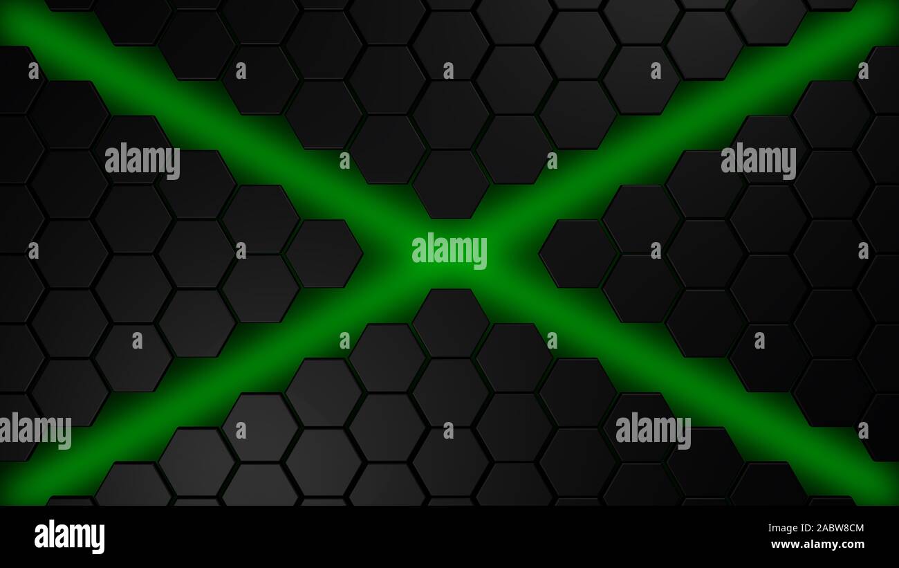 black and green hexagons modern background illustration, 3d render ...