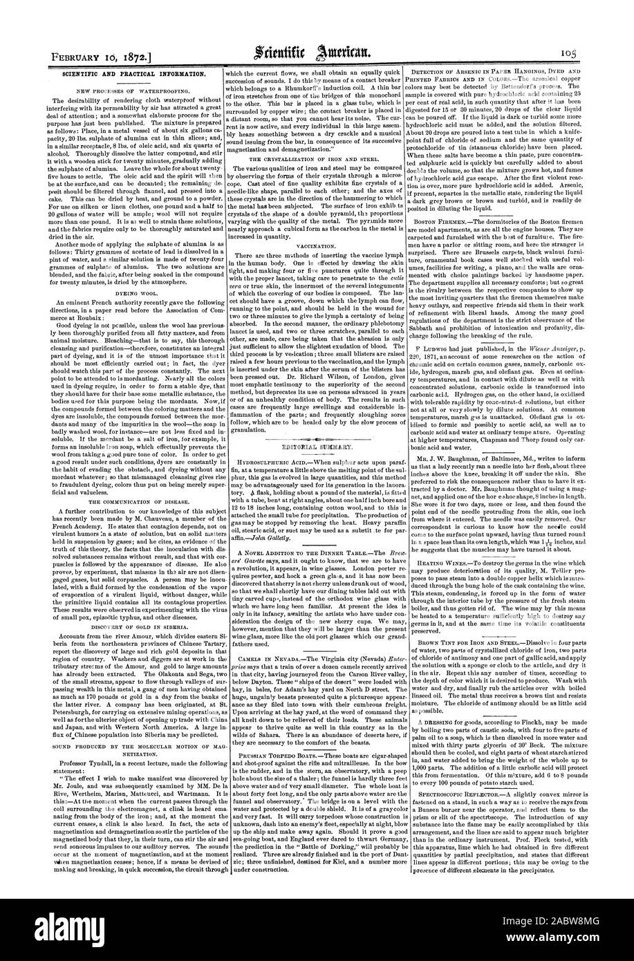 New Processes Op Waterproofing Dyeing Wool The Communication Of Disease Discovery Of Gold In Siberia Sound Produced By The Molecular Motion Of Mag Netization Detection Of Arsenic In Paper Hangings Dyed And New Processes Op Waterproofing Dyeing Wool The Communication Of Disease Discovery Of Gold In Siberia Sound Produced By The Molecular Motion Of Mag Netization Detection Of Arsenic In Paper Hangings Dyed And