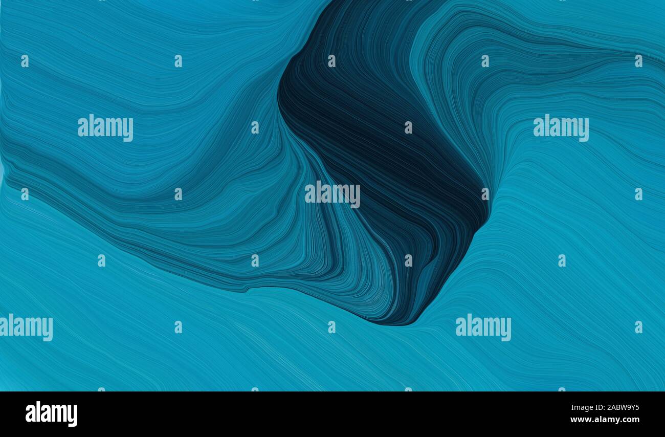 contemporary waves illustration with dark cyan, very dark blue and teal ...