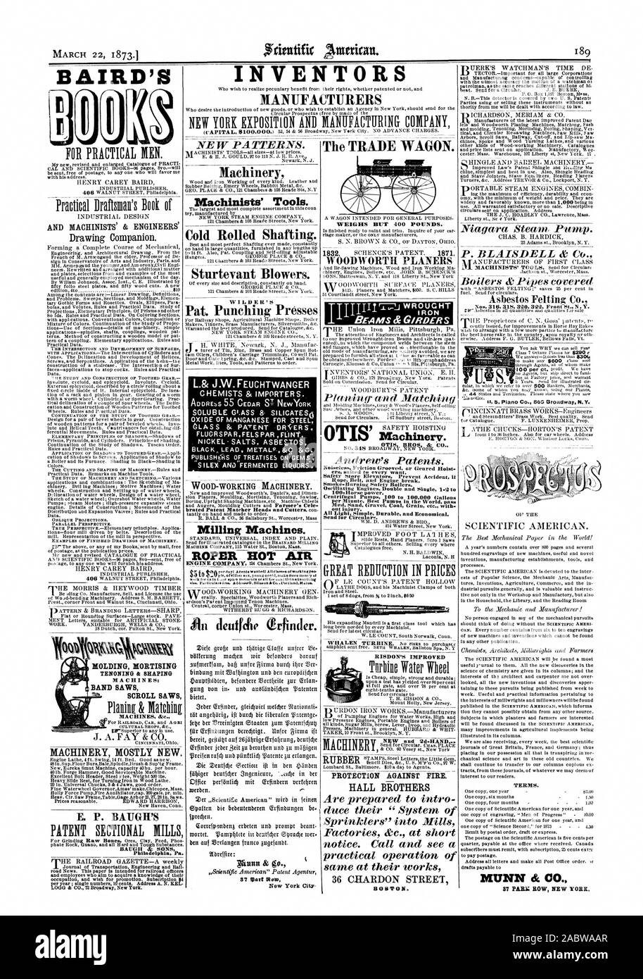 INVENTORS MANUFACTURERS BAIRD'S AND MACHINISTS' & ENGINEERS' Drawing Companion. THE INTERSECTION AND DEVELOPMENT OF SURFACES HE STUDY AND CONSTRUCTION OF TOOTHED GEAR APPLICATION OF SHADOWS '.) TOOTHED GEAIL-Appll. OBLIQUE PROJECTIONS. PARALLEL PERSPECTIVE. MOLDING MORTISING TENONING & SHAPING MACHINES; BAND SAWS SCROLL SAWS MACHINES &c. CULTURAL SHOPS &C. CINCINNATI Ohio. Machinery Machinists' Tools. Cold Rolled Shafting. Sturtevant Blowers. Pat. Punching Presses  L.& J.W.FEUCHTWANGER WOOD-WORKING MACHINERY. Milling Machines. ROPER HOT AIR No. Purlicular iron.  .141.0.StlumuniCoPoltluatl. Stock Photo