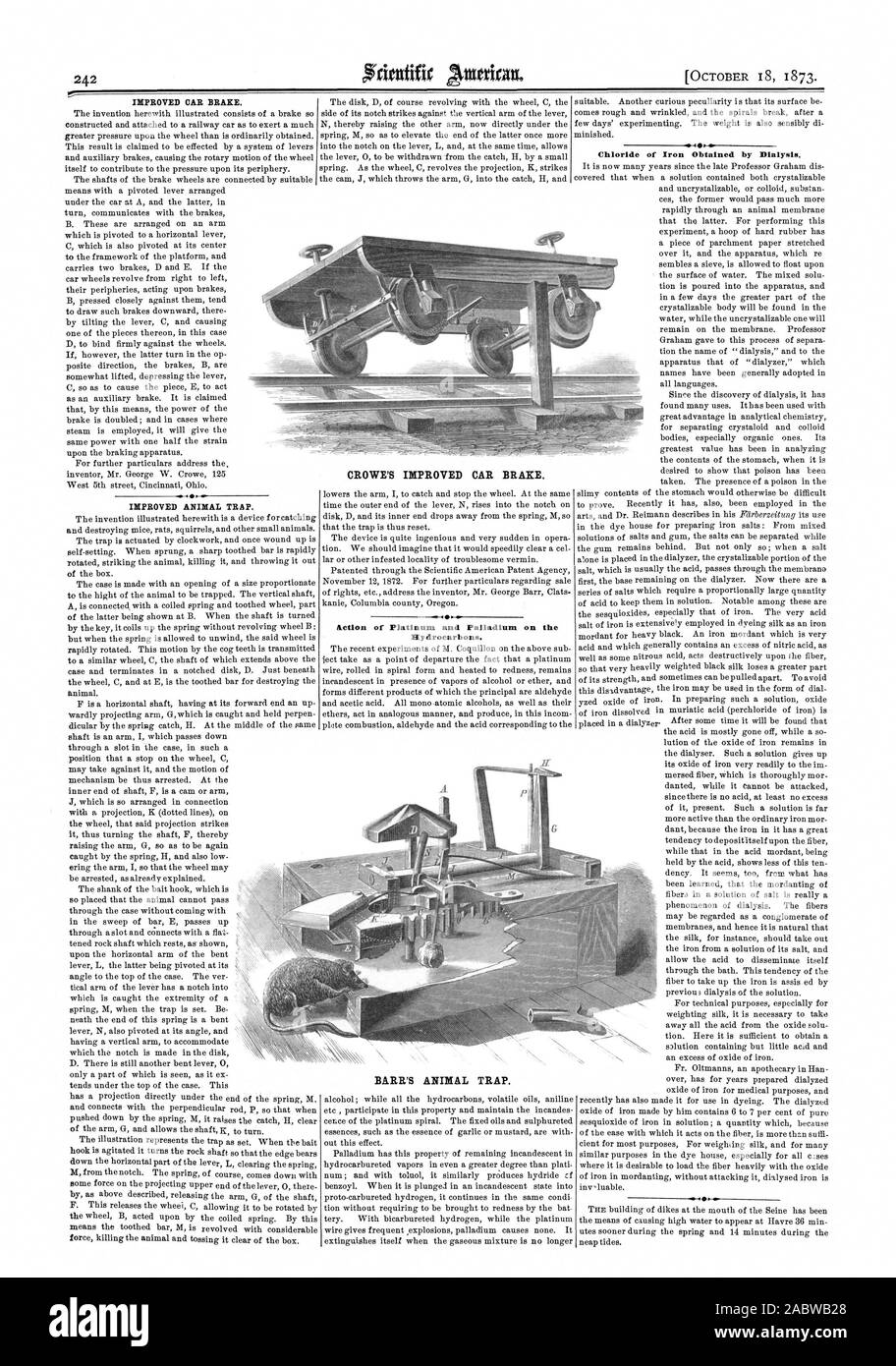 IMPROVED CAR BRAKE. The invention herewith illustrated consists of a