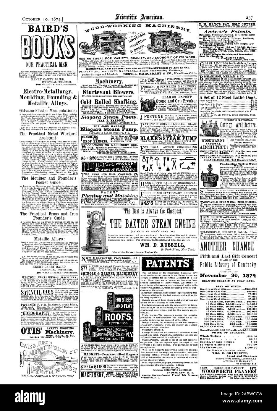 CORTLANDT MAGNETS—Permanent Steel Magnets ments. miAcHINERv ennrctiglar:intd.yttb-i CO. 60Vesey It. New York. WM. D. RUSSELL, scientific american, 1874-10-10 Stock Photo