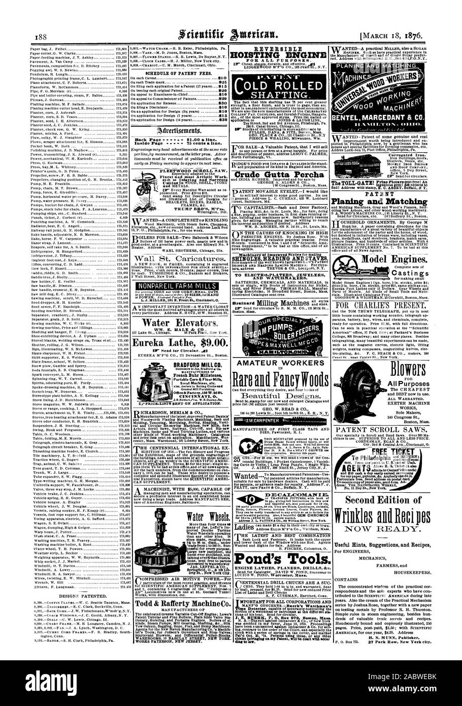 later Wheels. nOMPRESSED AIR MOTIVE POWER.-For Todd & Rafferty Machine Co. WORKS PA.TERSON NEW JERSEY. REVERSIBLE . HOISTING ENGINE FOR ALL PURPOSES. UOLD ROLLED SHAFTING. Crude Gutta Percha SHINGLES. HEADING AND STAVES TO ELECTRO-PLATERS JEWELERS AND WATUHIVIA KERS. ovVR GPE-CIAL-rk PUMP enERS ' AMATEUR WORKERS Rare and Falicylfoods GEO. W. READ & CO. E CA.I.CONI.A.N I E .%N'1'(0‘ FLEETWOOD SCROLL SAW Finest and most Artistic Work TRUMP BRO'S M'Urs ANTED-A COMPLETE SET° y KINDLING Water Elevators. Eureka Lathe $9.00. BRADFORD MILL C French Buhr Millstones General Mill Furniahing. CINCINN All Stock Photo
