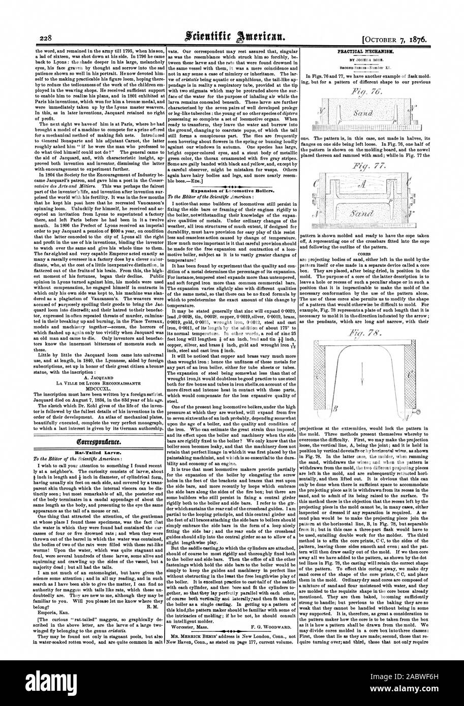 LA VILLE DE LYONS RECONNAISSANTE Contoponatact. Rat-Tailed Larvre. -440. Expansion of Locomotive Boilers. PRACTICAL MECHANISM. BY JOSHUA ROSE. SECOND SERIES—Number XI. CORES, scientific american, 1876-10-07 Stock Photo