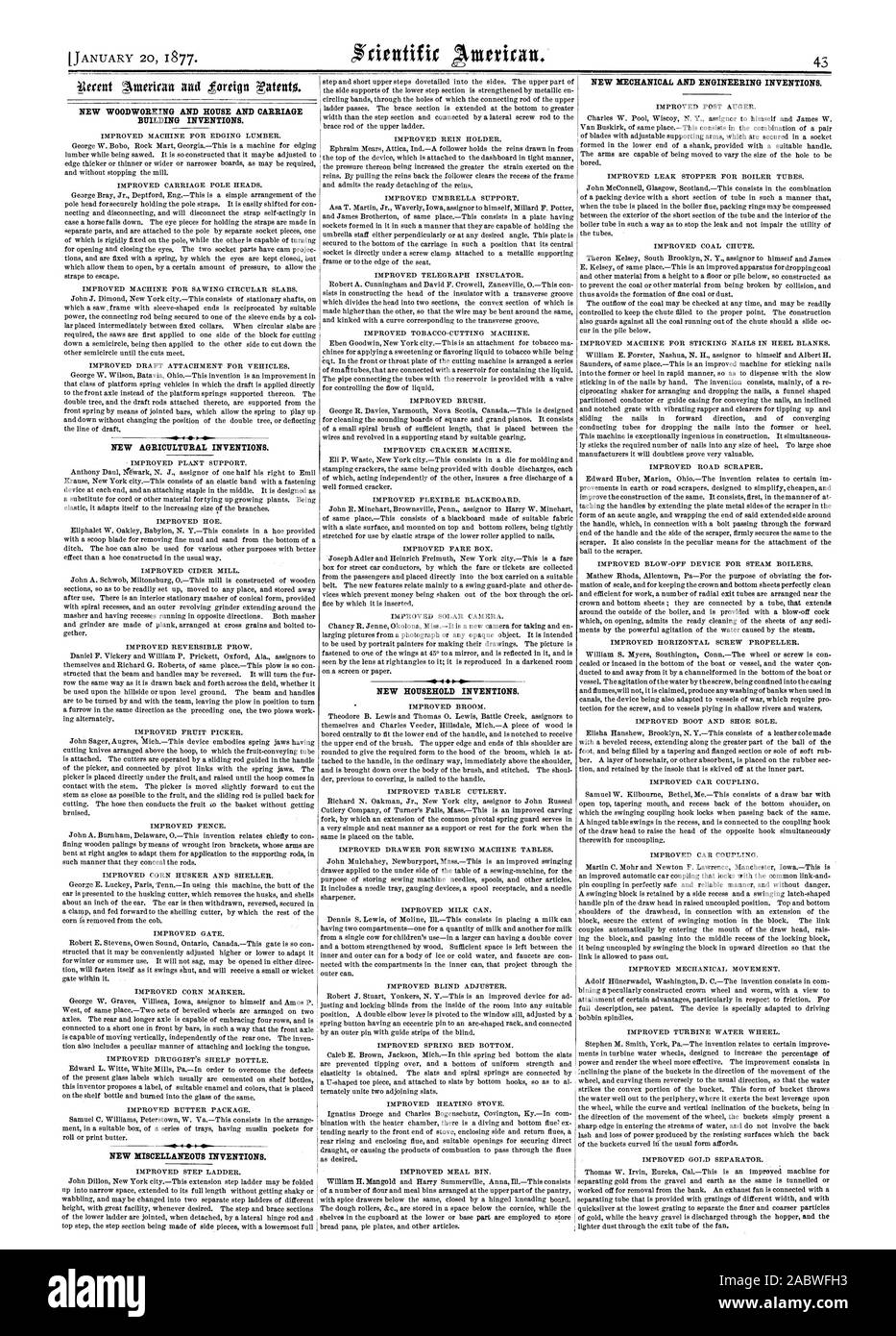 NEW WOODWORKING AND HOUSE AND CARRIAGE BUILDING INVENTIONS. NEW ...