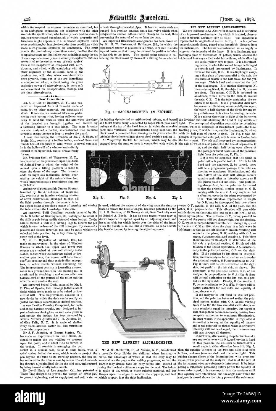 new inventions the new laurent baogharoneter analyzer is moved shows the rotary power of the substance fig saccharodieter in section fig 2 fig 3 fig 4 the new latirent saccharometer scientific american 1878 06 29 2ABWJ1D