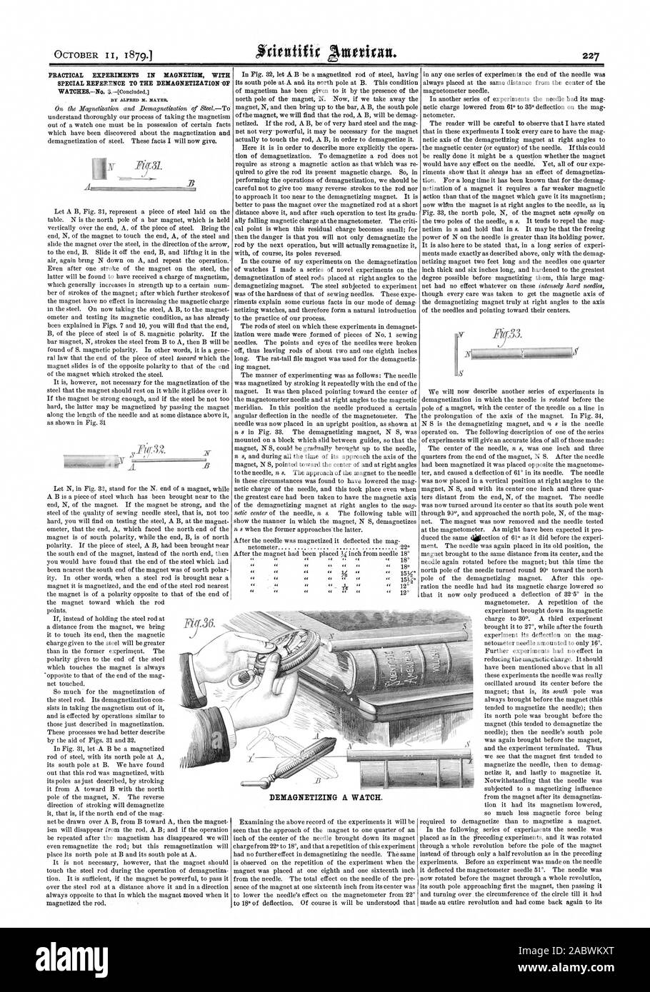 OCTOBER II I 8791 PRACTICAL EXPERIMENTS IN MAGNETISM WITH BY ALFRED B. MAYER., scientific american, 1879-10-11 Stock Photo