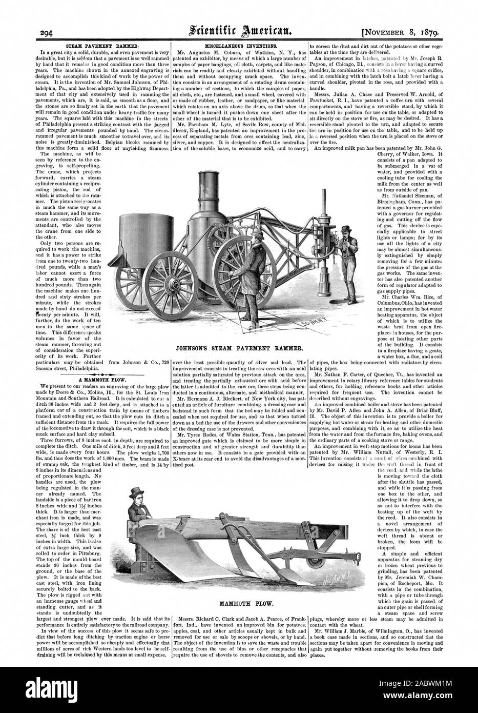 STEAM PAVEMENT RAMMER. MISCELLANEOUS INVENTIONS. JOHNSON'S STEAM ...