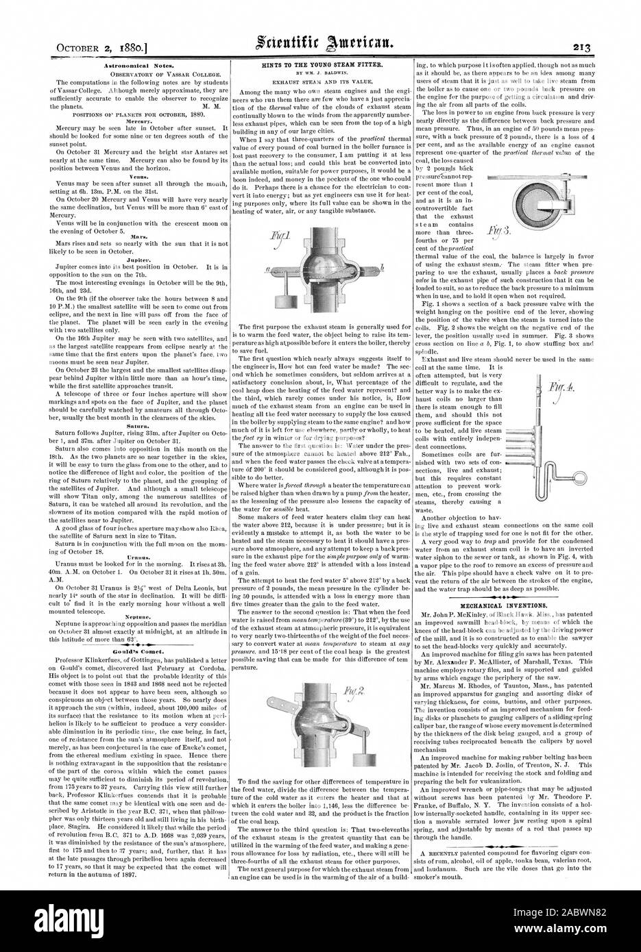 HINTS TO THE YOUNG STEAM FITTER. MECHANICAL INVENTIONS., scientific ...