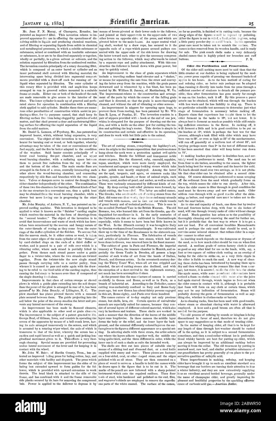 Cameos., scientific american, 18820114 Stock Photo Alamy