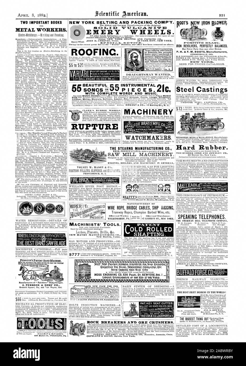 TWO IMPORTANT BOOKS FOR METAL WORKERS. OFINC. $5 to $20 VOLNEY W. MASON & CO. PROVIDENCE R. I. mail. Valuable Treatise Free. DRAUGHTSMAN WANTED. MACHINERY WATCHMAKERS. PAT. KEY SEAT CUTTE rITKER IBITIVM IRON REVOLVERS PERFECTLY BALANCED P. H. as. F. M. ROOTS Manufacturers CONNERSVILLE IND. 8. 8. TOWNSEND Gen. Agt.6 CortlandSt.8 Dey St. COOKE & CO. Selling Agts. 6 Cortland Street JAS. BEGGS & CO. Selling Agts. 8 Dey Street TIFMNAT WC:SPEAK SEND FOR PRICED CATALOGUE. Steel Castings Hard Rubber. THE RUBBER. COMB AND JEWELRY CO. 33 Mercer St. New York. ON TRIAL. NUR NEW PACK FOR 188e. SPEAKING Stock Photo