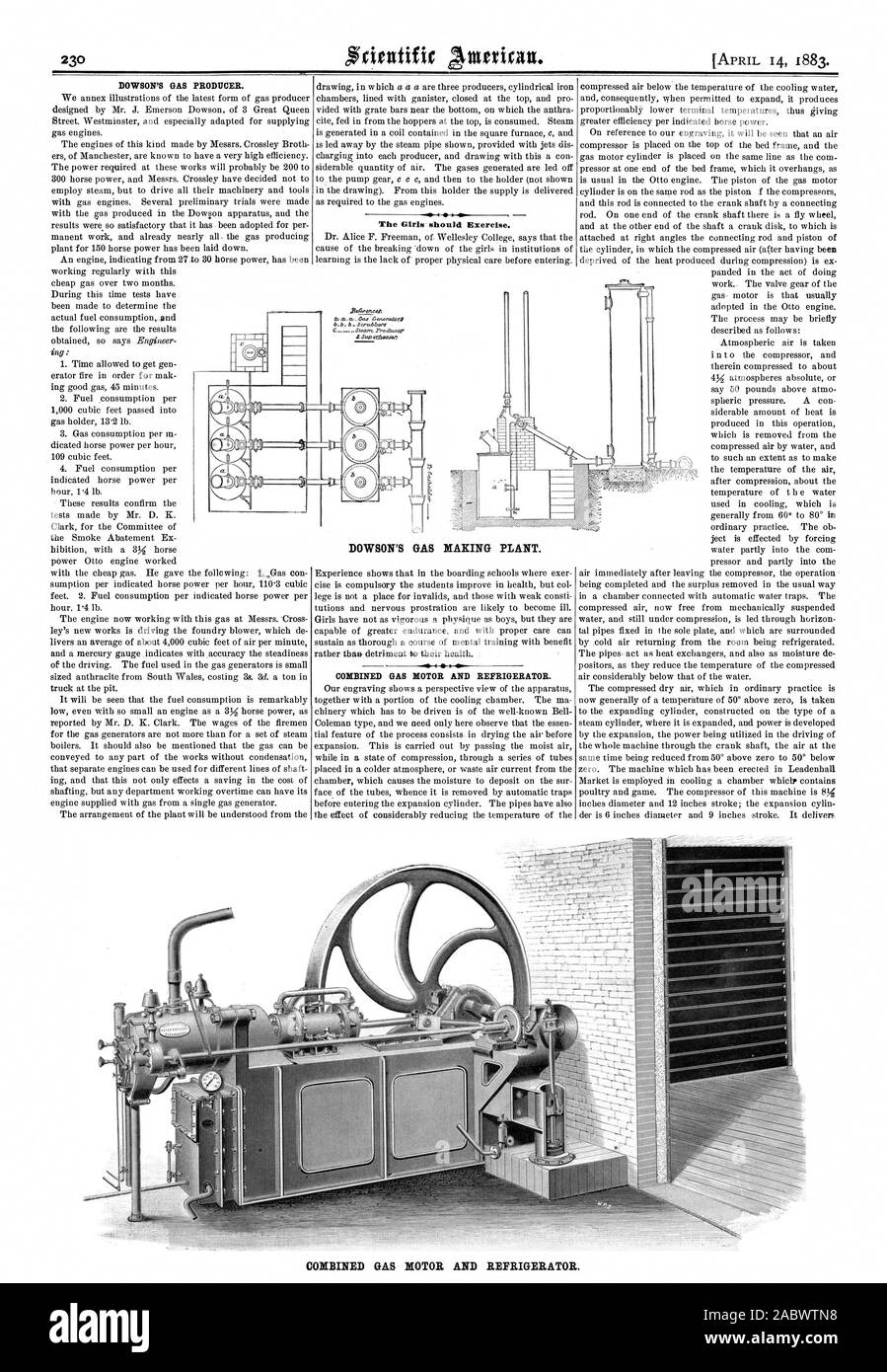 DOWSON'S GAS PRODUCER. DOWSON'S GAS MAKING PLANT. COMBINED GAS MOTOR