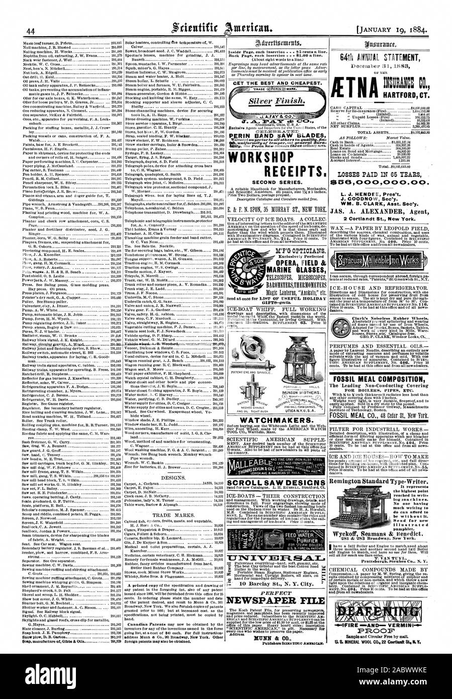 OPERA FIELD & MARINE GLASSES GIFTS-gratis. WATCHMAKERS. SCROLL SAW DESIGNS SPRAY TY NTINT3E Ft PERFECT NEWSPAPER FILE Publishers Sums =sic Arsmaffs21 I J. HENDEE Pres't. J. COODNOW Sec'y. WM. B. CLARK Asst. Secty. 2 Cortlandt St. New York. Clark's Noiseless Rubber Wheels. A paper by Laurent Nandin describing an entirely new mode of extracting essences and perfumes by volatile FOSSIL MEAL COMPOSITION FOR BOILERS PIPES ETC. foreign patents may also be obtained Inside Page each insertion 7.1 cents a line. CET THE BEST AND CHEAPEST. a'. A. 1'A:1r co PERIN BAND SAW BLADES WORKSHOP RECEIPTS. SECOND Stock Photo