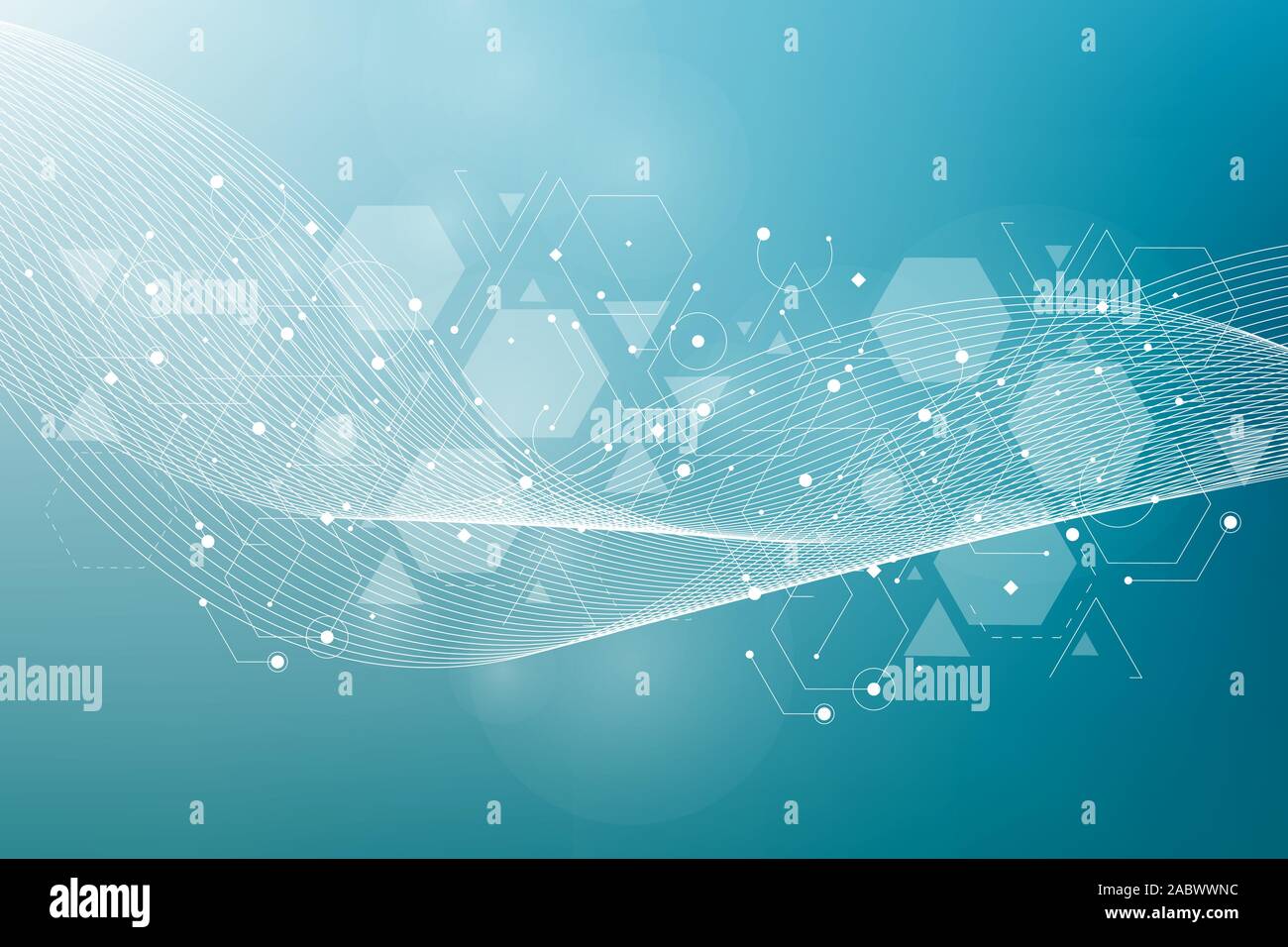 Abstract blue hexagon pattern. Technology hexagons structure or molecular connect elements. Vector illustration. Stock Vector