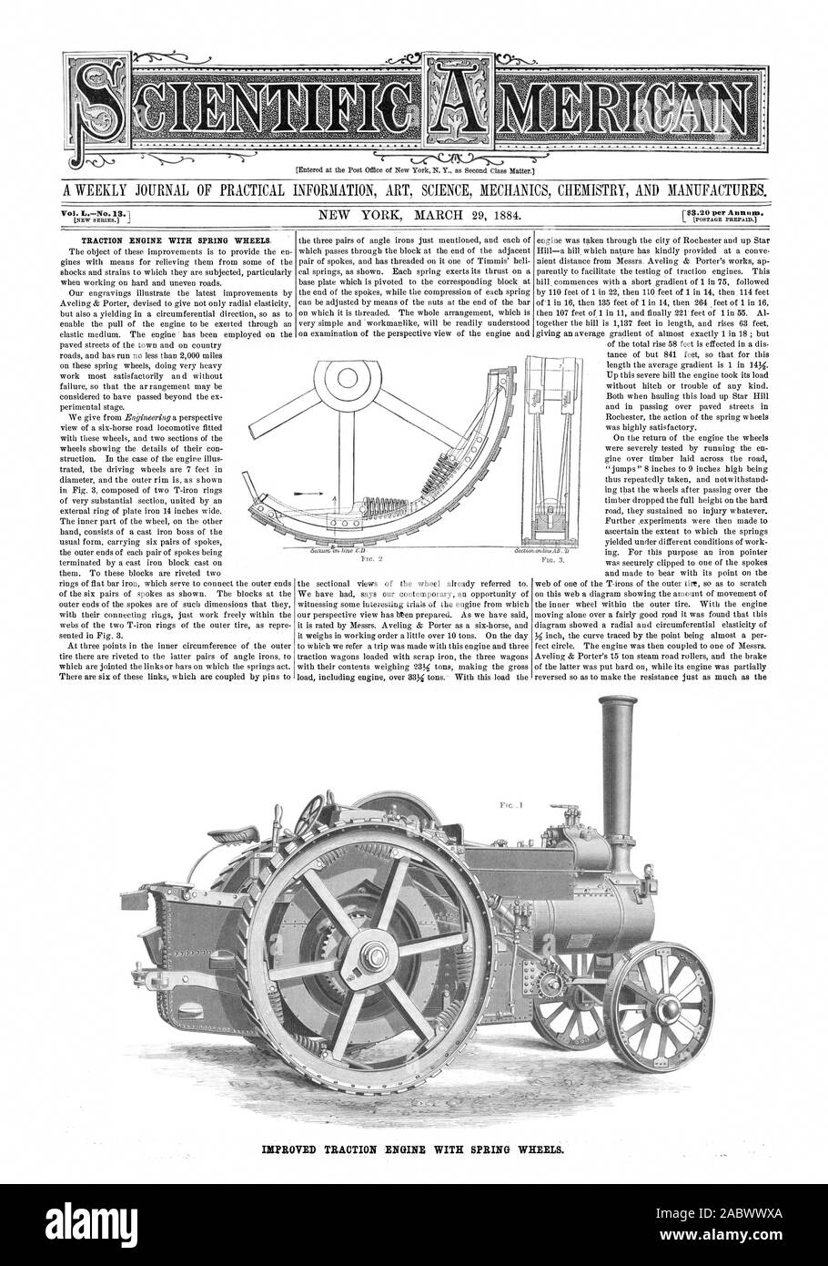 Vol. LNo. 13. TRACTION ENGINE WITH SPRING WHEELS. IMPROVED TRACTION