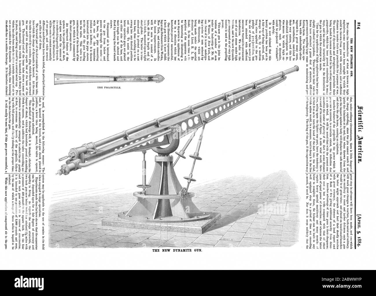 THE NEW DYNAMITE GUN. THE NEW DYNA, scientific american, 1884-04-05 Stock Photo