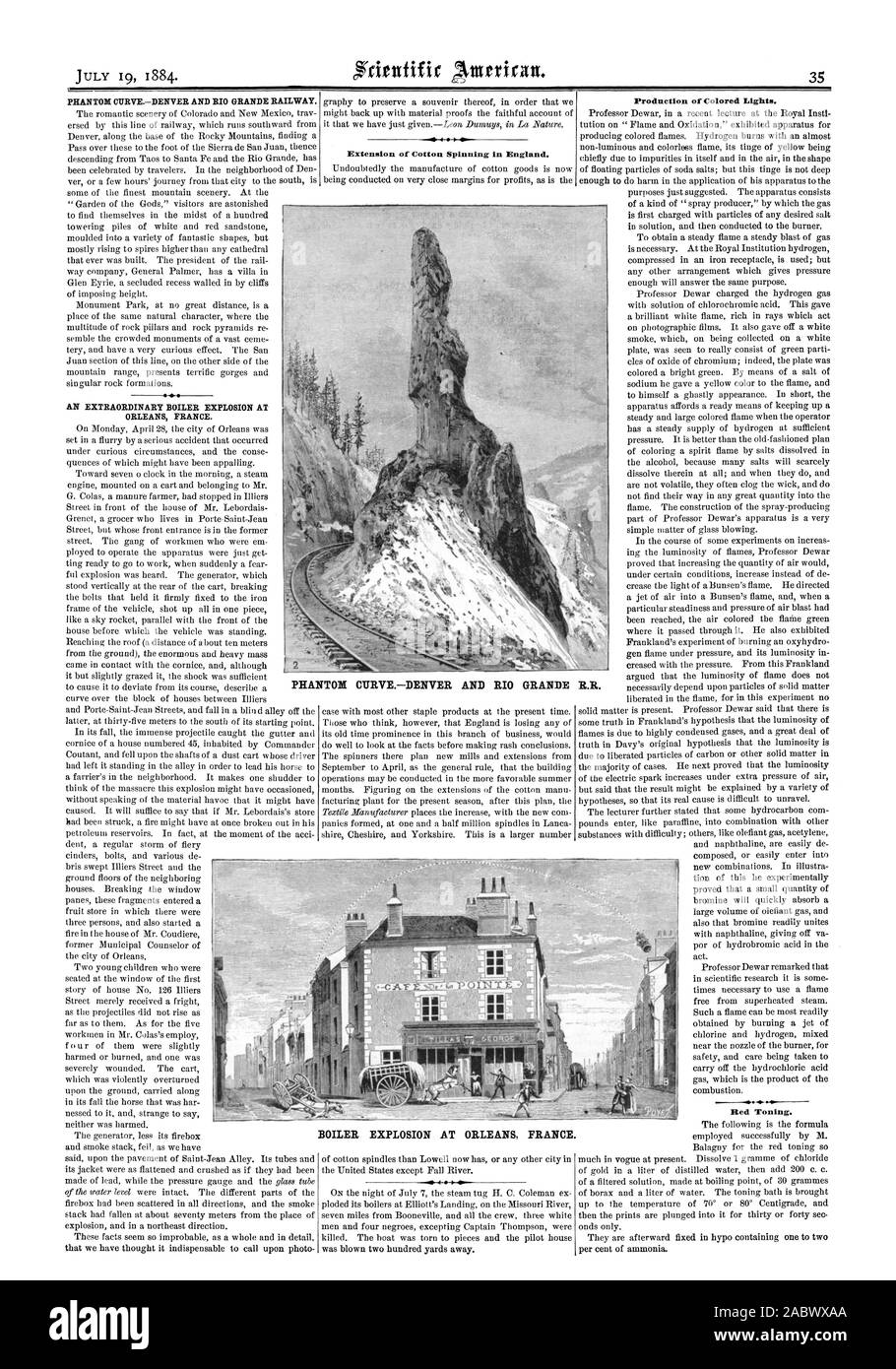 Phantom Curve. Denver and Rio Grande R.R. Boiler explosion at Orleans,  France, scientific american, 1884-07-19 Stock Photo - Alamy