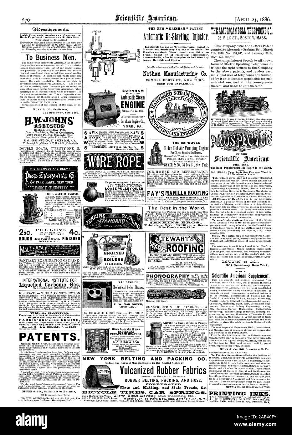 cause. Reliable and Cheap. Nathan Manufacturing Co. SEND FOR CATALOGUE. 95 MILK ST. BOSTON MASS. Steam Packings Boiler Coverings Fire Proof Paints Cements Etc. Beaver Falls Pa. Themost successful Lubricator for Loose Pulleys use. VAN DUZEN'S PATENT LOOSE PULLEY OILER. BOILERS of all sizes. VAN DUZEN'S Mechanical Boiler Cleaner. E. W. VAN DOZEN Bibb's Celebrated Originta FIRE-PLACE HEATERS THE IMPROVED TEWART' OOFIN OF THE FOR 1886. Scientific American Supplement. THE INTERNATIONAL INSTITUTE FOR WV Ill C. A Ia. AR-RIM Original and Only Builder of the HARRIS-CORLISS ENGINE Manual. By J.W. Hill M Stock Photo