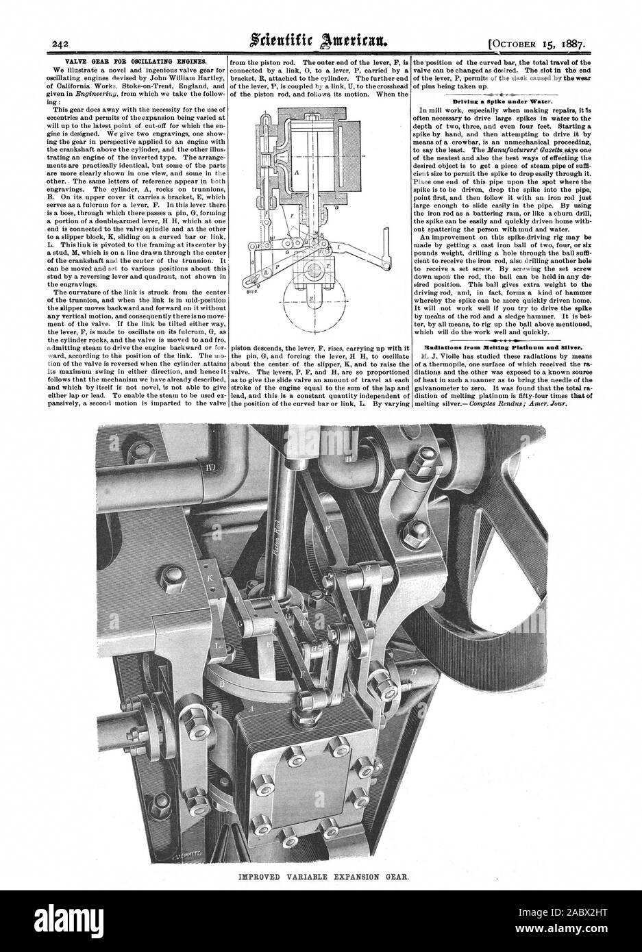 VALVE GEAR FOR OSCILLATING ENGINES. Driving a Spike under Water