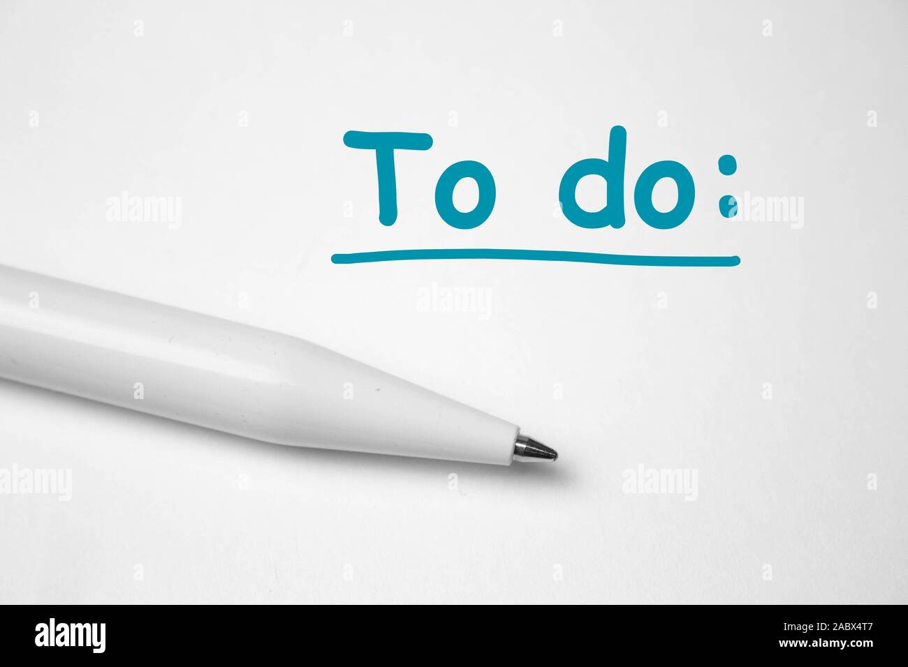 To do test on white background with white pen. motivation concept, planning Stock Photo
