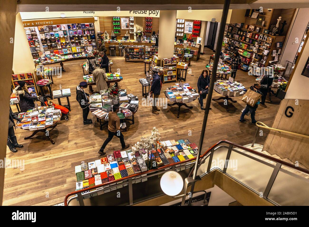 Waterstone interior, Piccadilly, St. James's, London, England