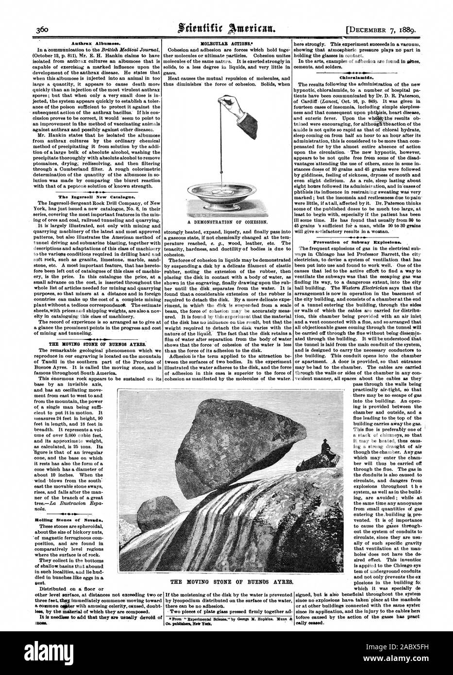 Anthrax Albums's. The Ingersoll New Catalogue. THE ROVING STONE OF BUENOS AYRES: Rolling Stones of Nevada. It is needless to add that they are tumidly devoid of moss. MOLECULAR ACTIONS. THE MOVING STONE OF BUENOS AYRES. Chloralawide. Prevention of Subway Explosions. cally ceased., scientific american, 1889-12-07 Stock Photo