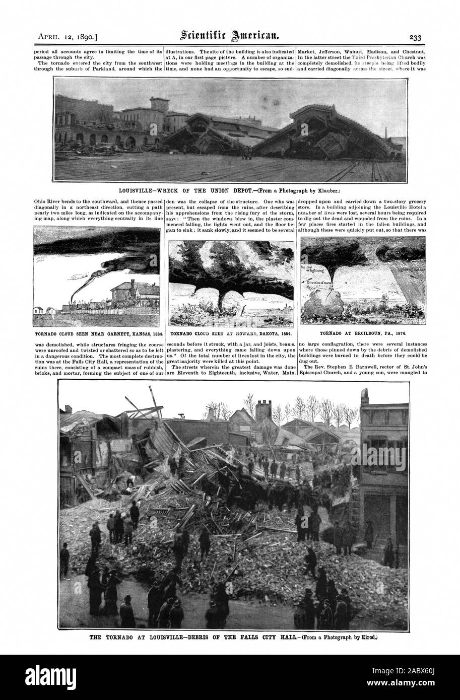 TORNADO CLOUD SEEN NEAR KANSAS 1884 TORNADO CLOUD SEEN AT