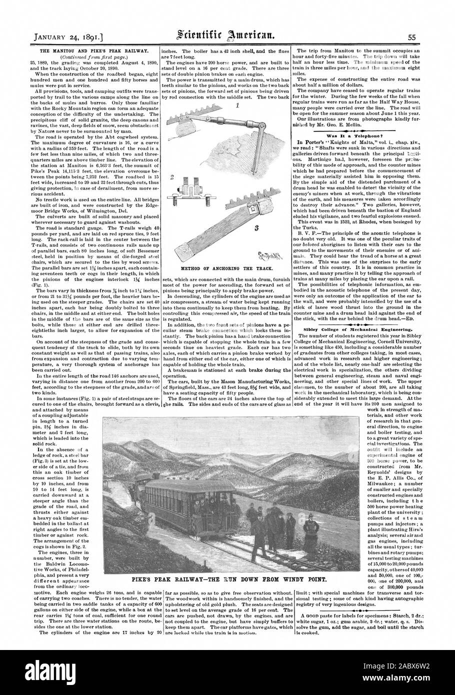 METHOD OF ANCHORING THE TRACK. THE MANITOU AND PIKE'S PEAK RAILWAY. Was