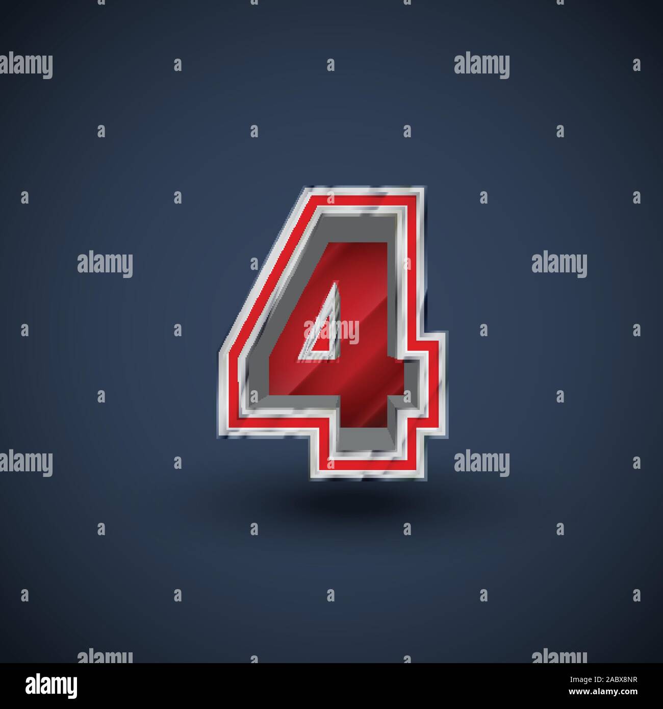 3D red steel font character, vector Stock Vector