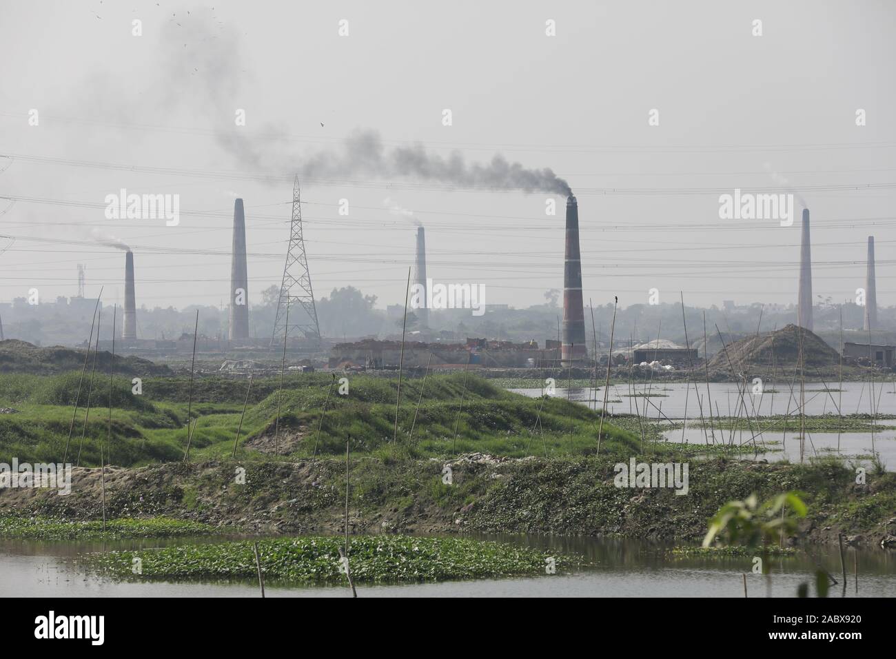 Dhaka, Bangladesh November 28, 2019 Brick kilns are polluting the