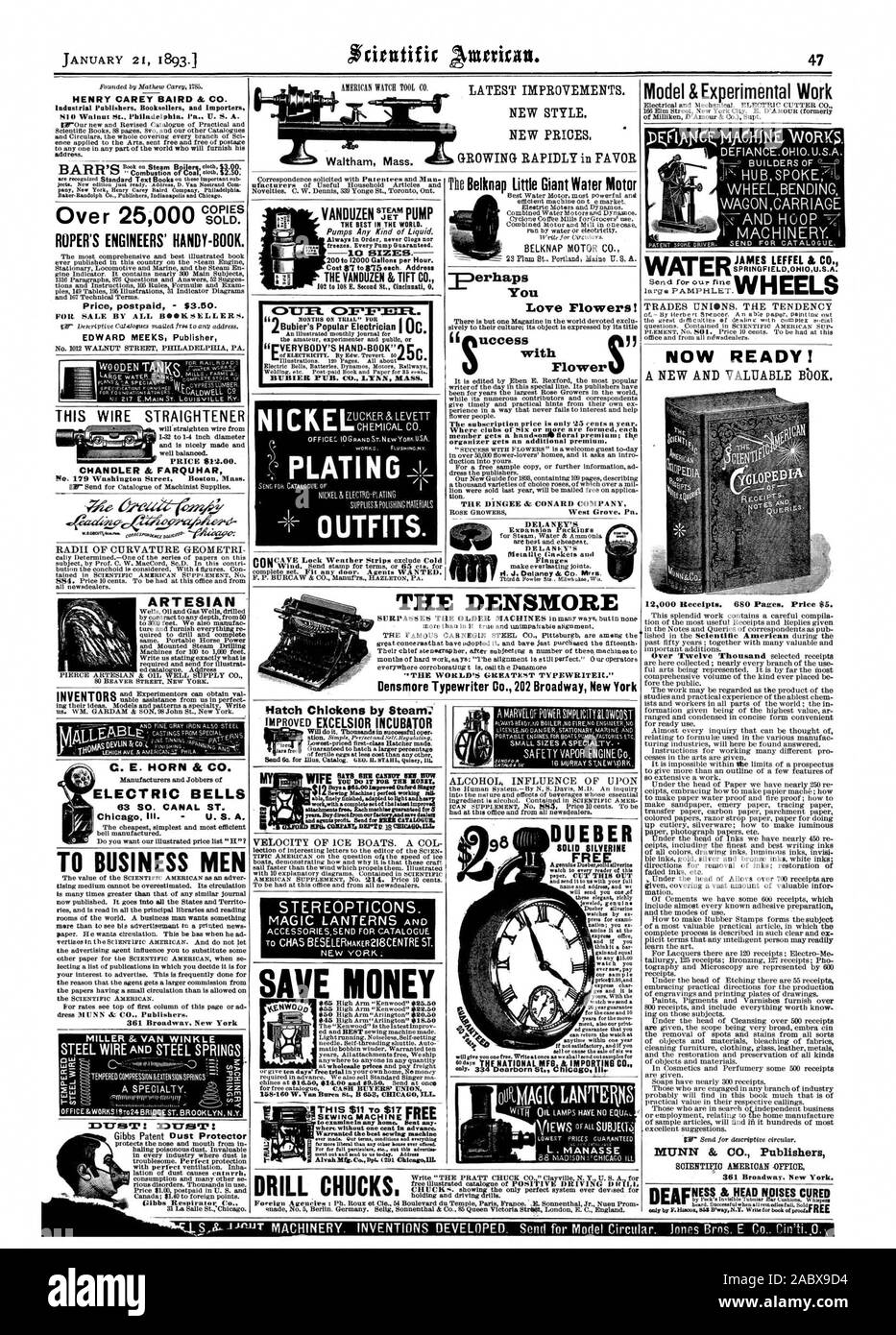 Warranted the best sewing machine gm ineds. Our Imes otstlitloss sum .jades smut sal sod used to us to-day. Adams  1893 SCIENTIFIC AMERICAN INC., 1893-01-21 Stock Photo