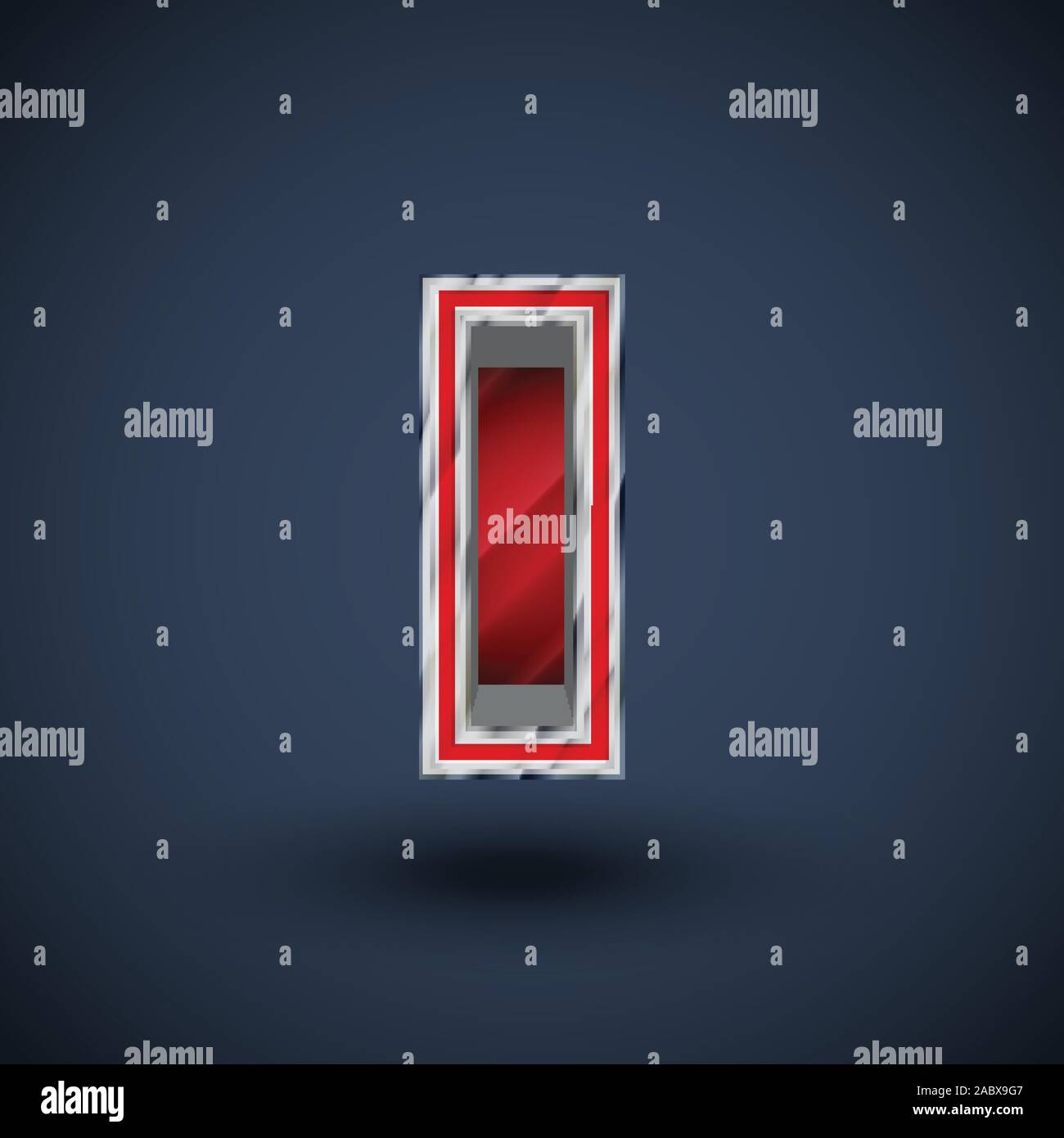 3D red steel font character, vector Stock Vector