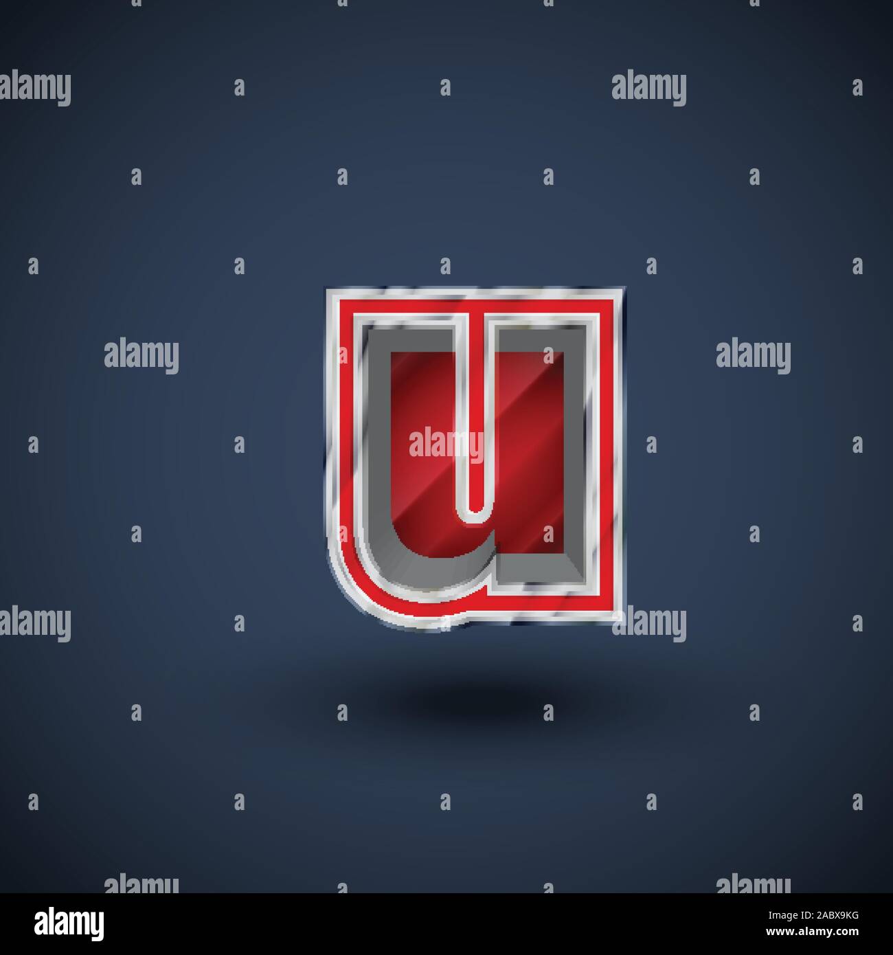3D red steel font character, vector Stock Vector