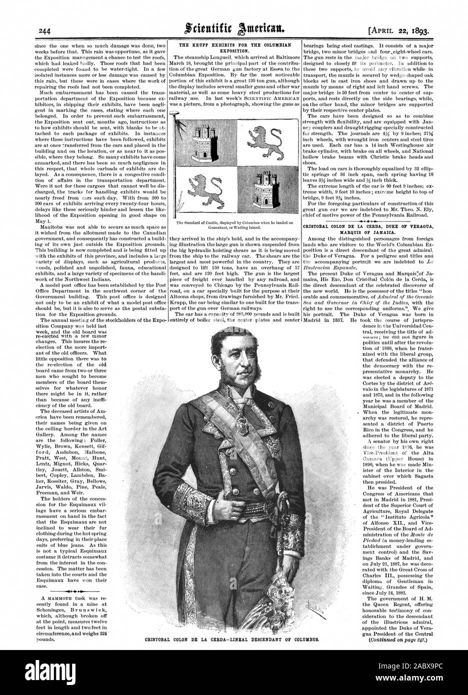 Cristobal colon de la cerda lineal descendant hires stock photography