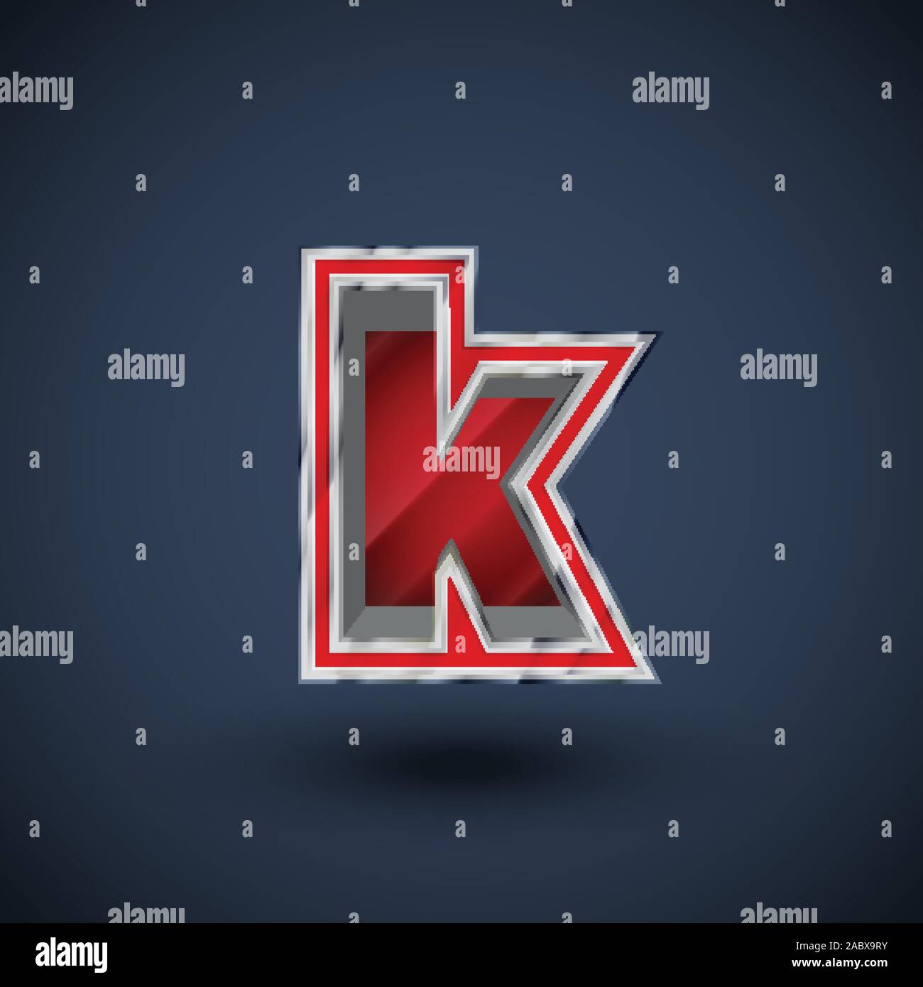 3D red steel font character, vector Stock Vector