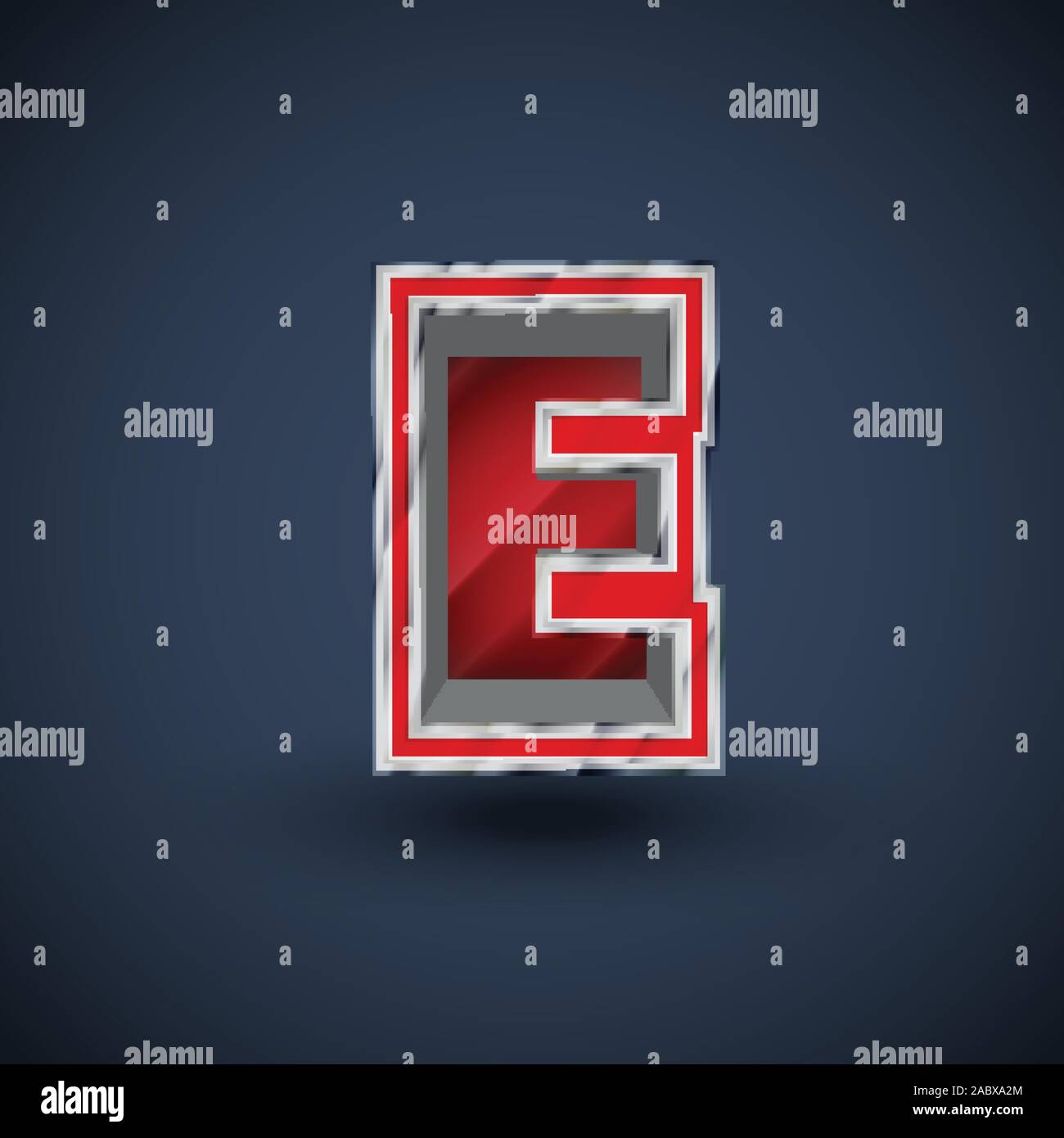 3D red steel font character, vector Stock Vector