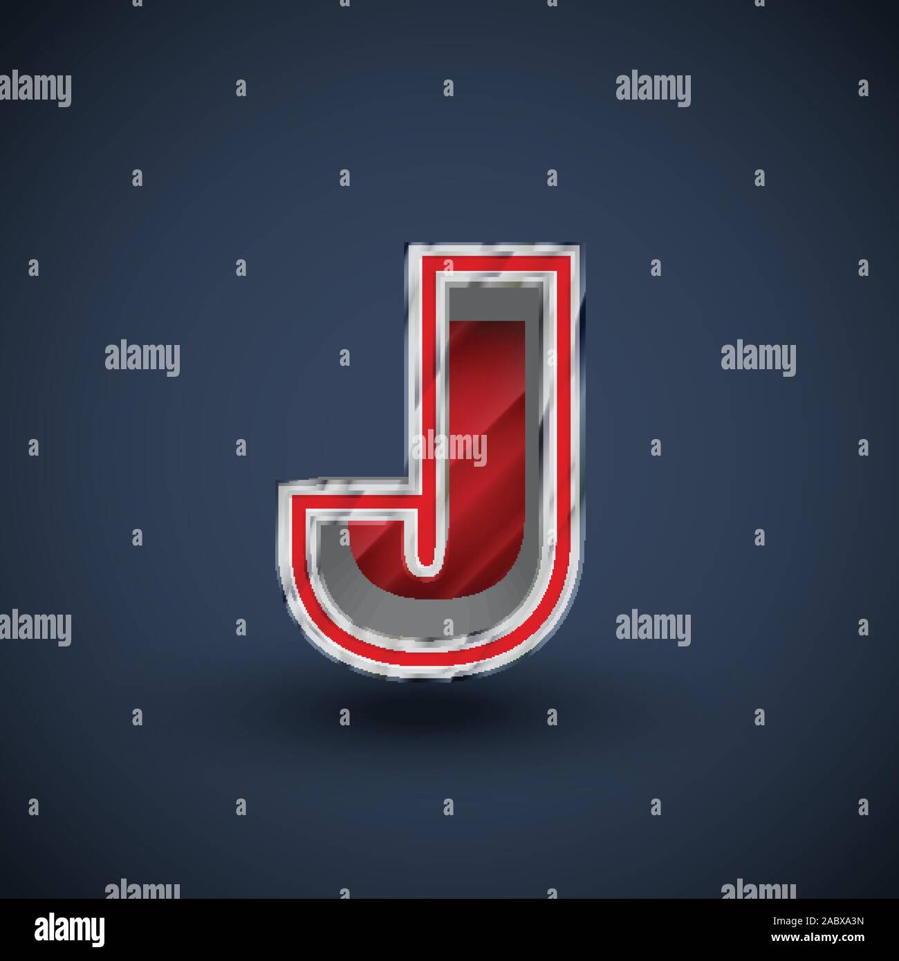 3D red steel font character, vector Stock Vector