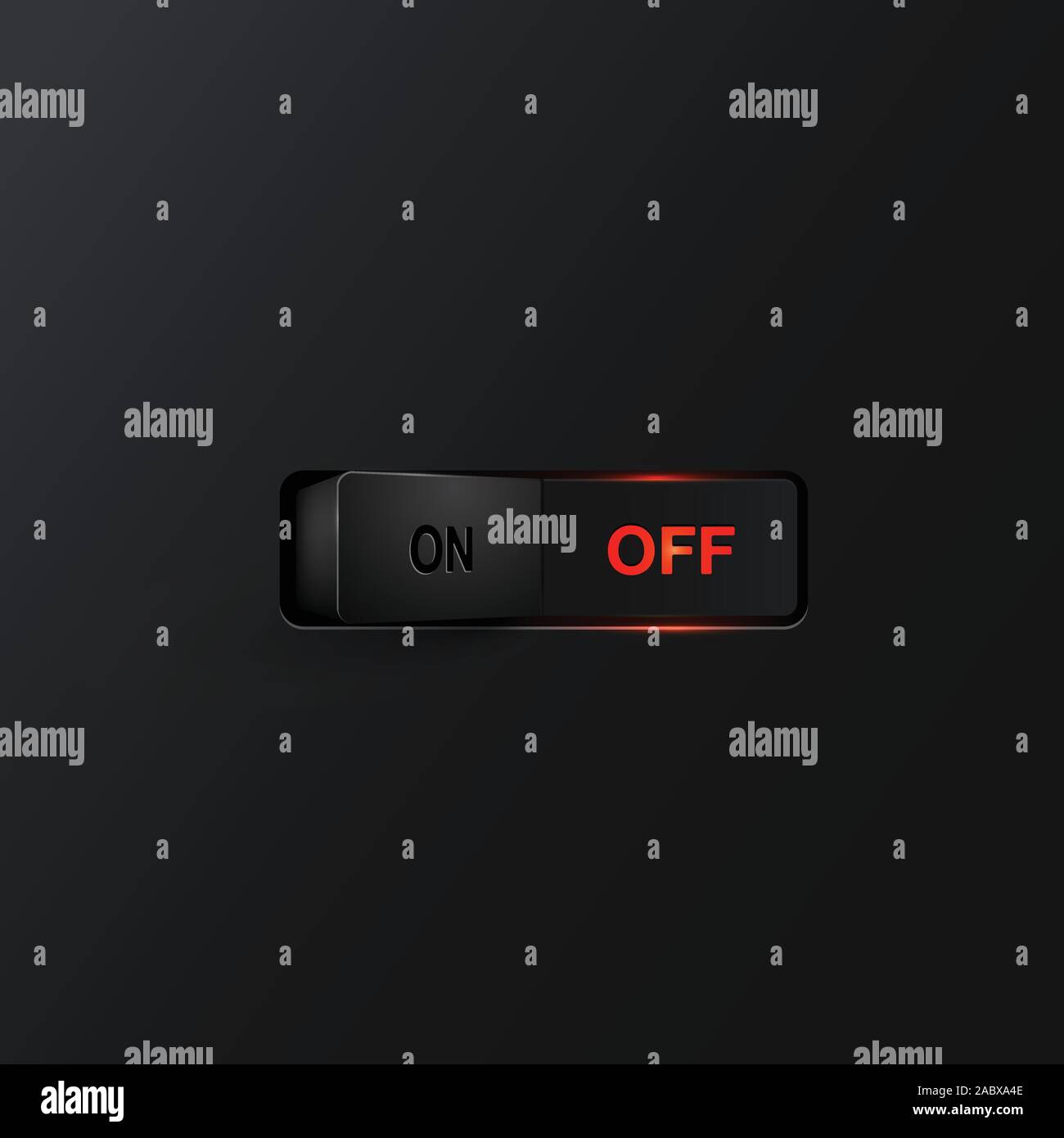 Realistic black switch with backlight OFF, vector Stock Vector