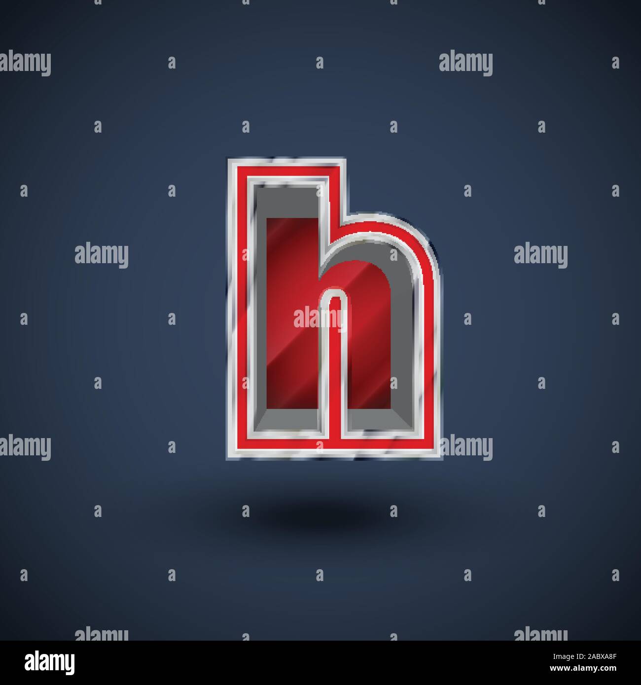 3D red steel font character, vector Stock Vector